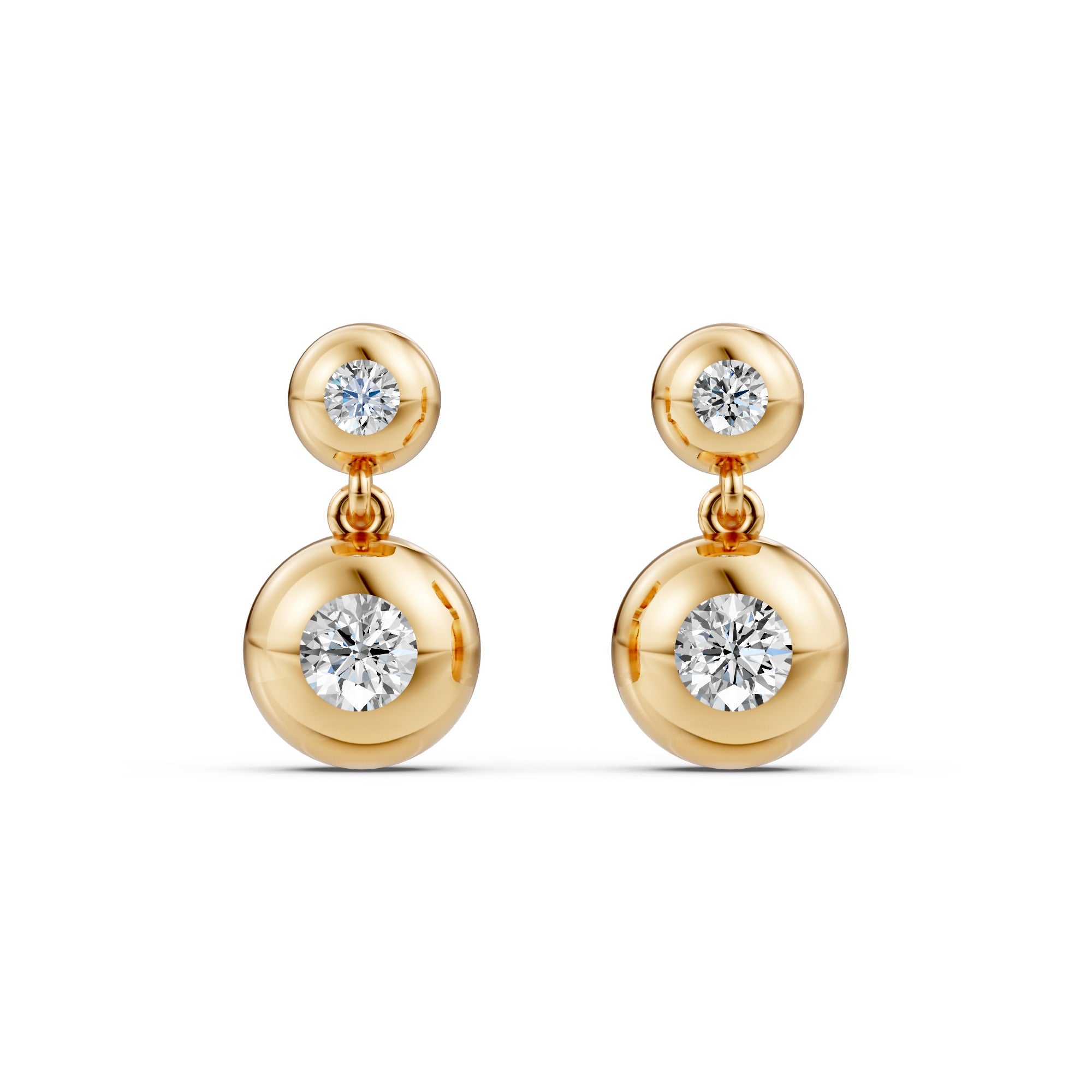 Double Gold Bead Diamond Earrings