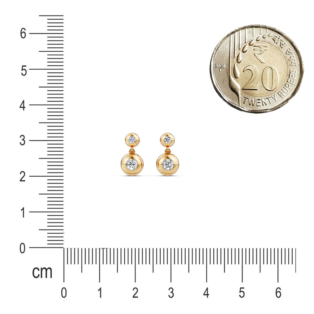 Double Gold Bead Diamond Earrings