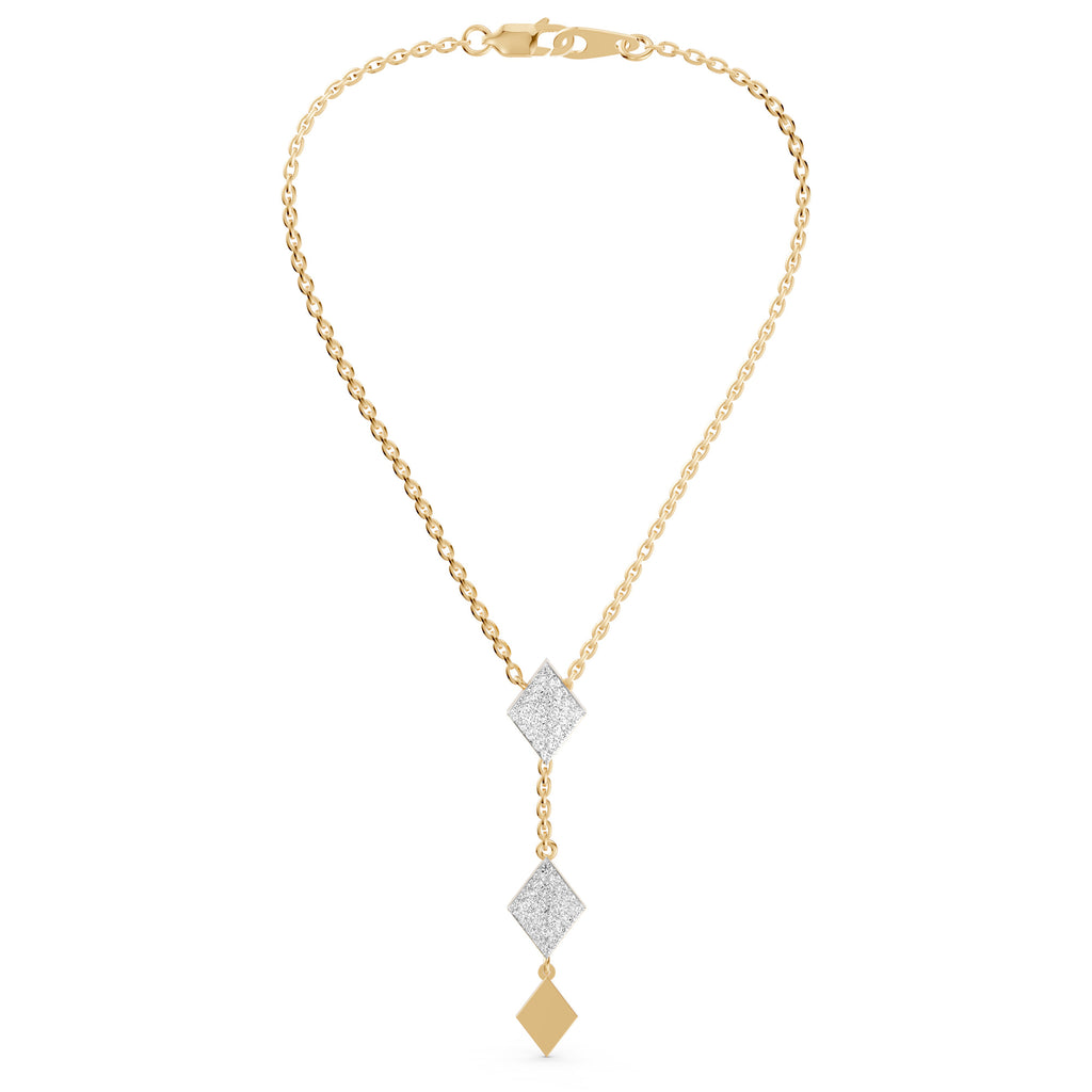Facet Drop Diamond Lariat Necklace