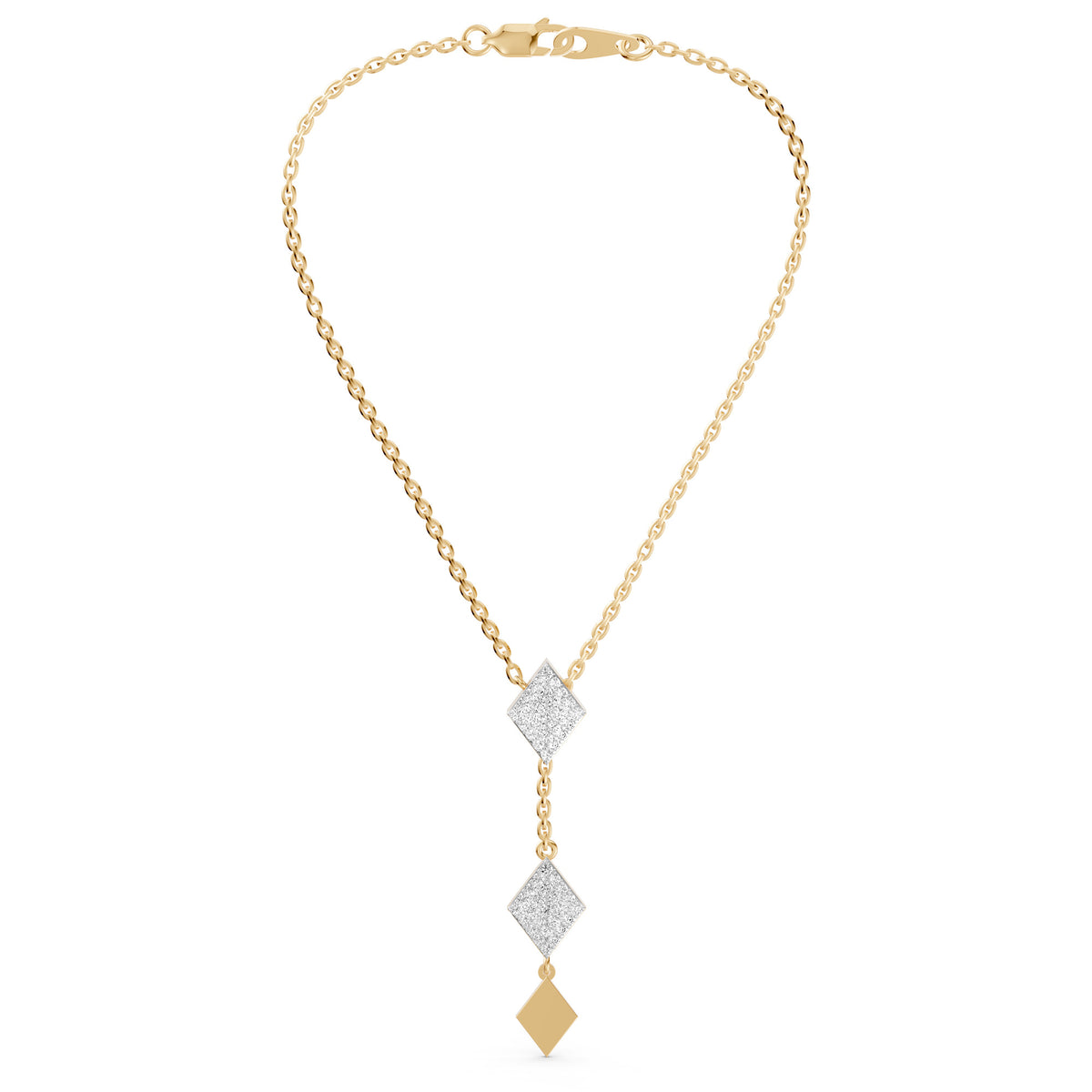 Facet Drop Diamond Lariat Necklace