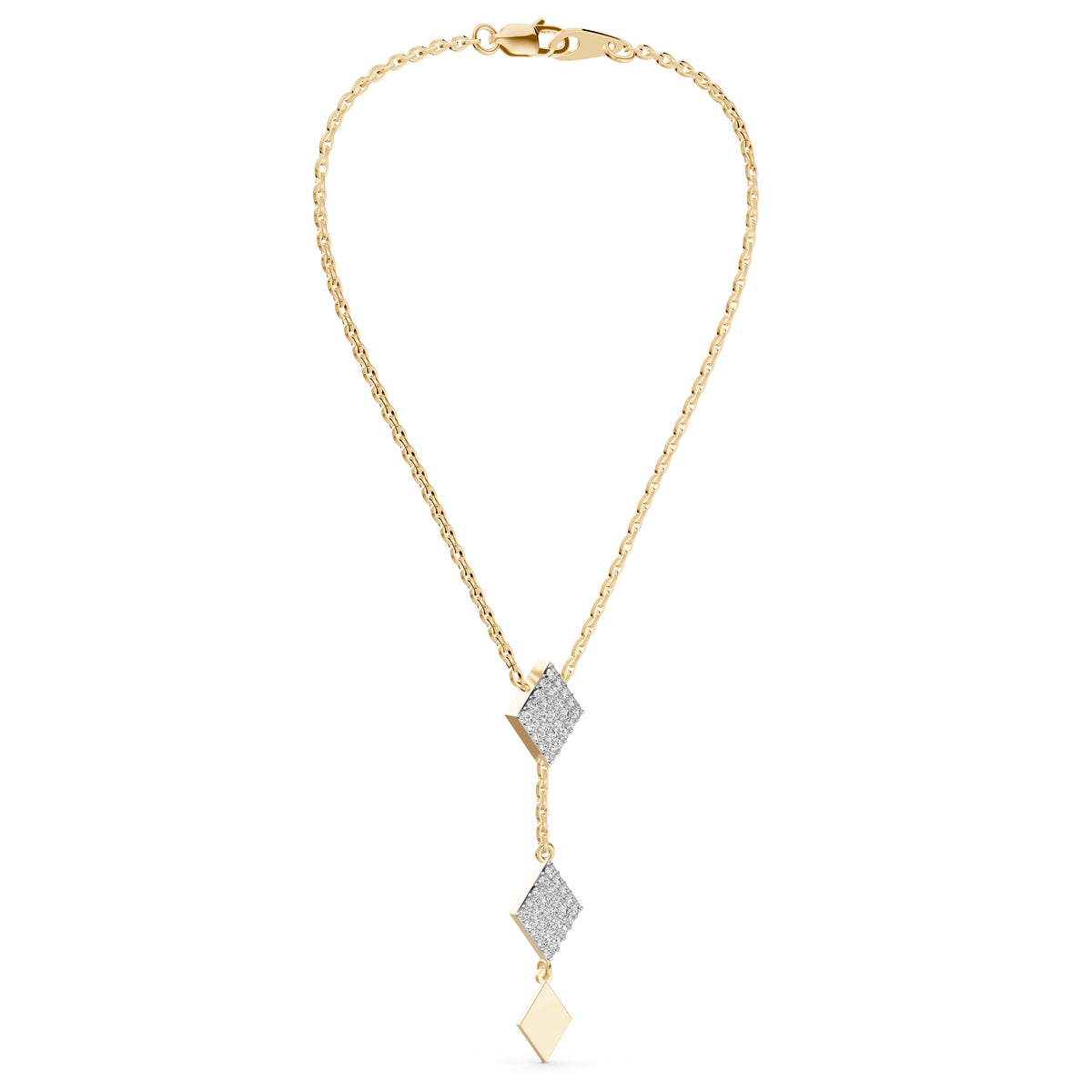 Facet Drop Diamond Lariat Necklace