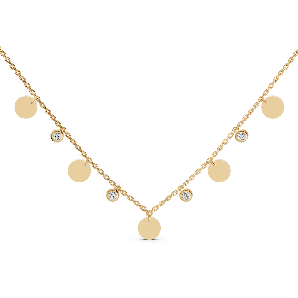 Disc Charm Layering Diamond Necklace