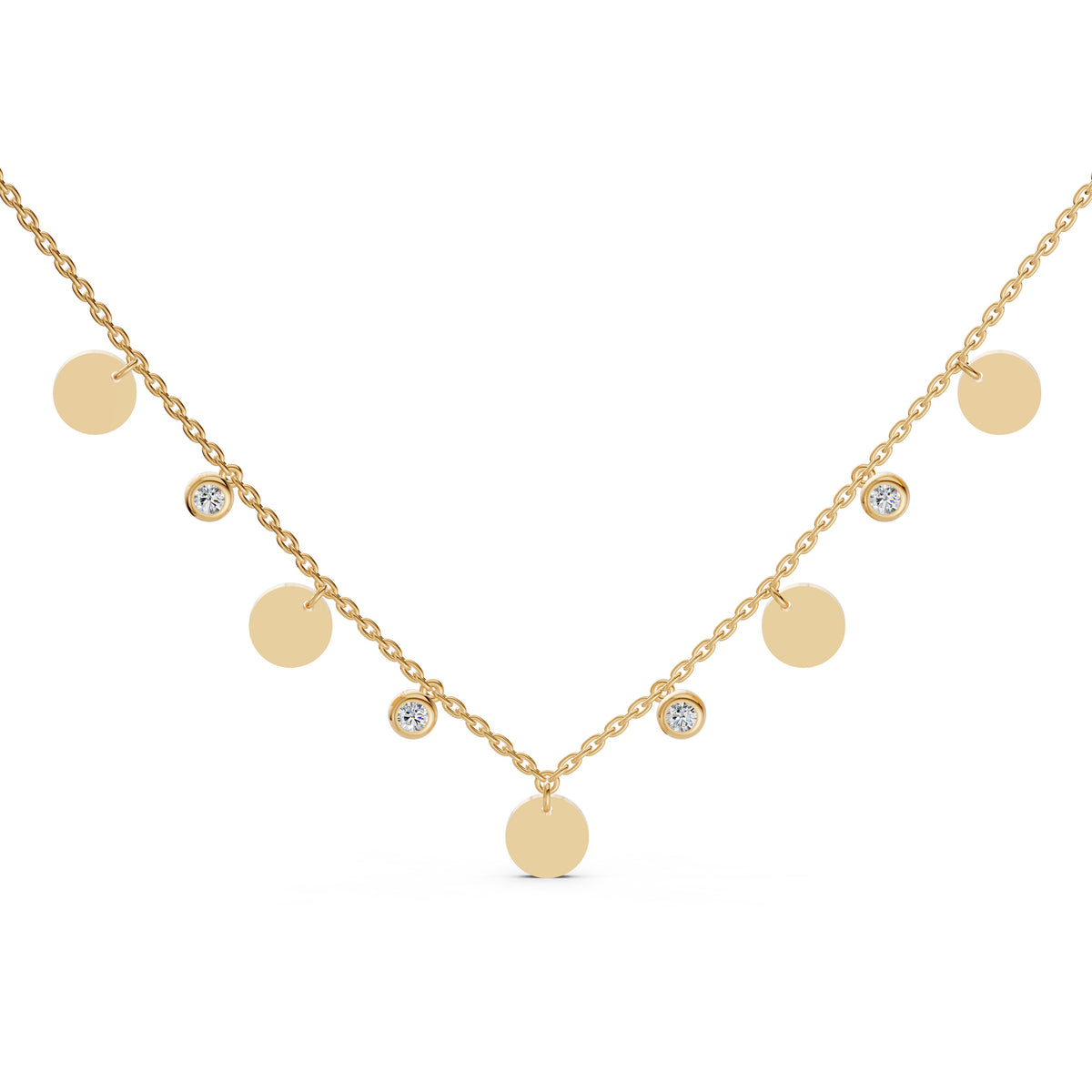 Disc Charm Layering Diamond Necklace