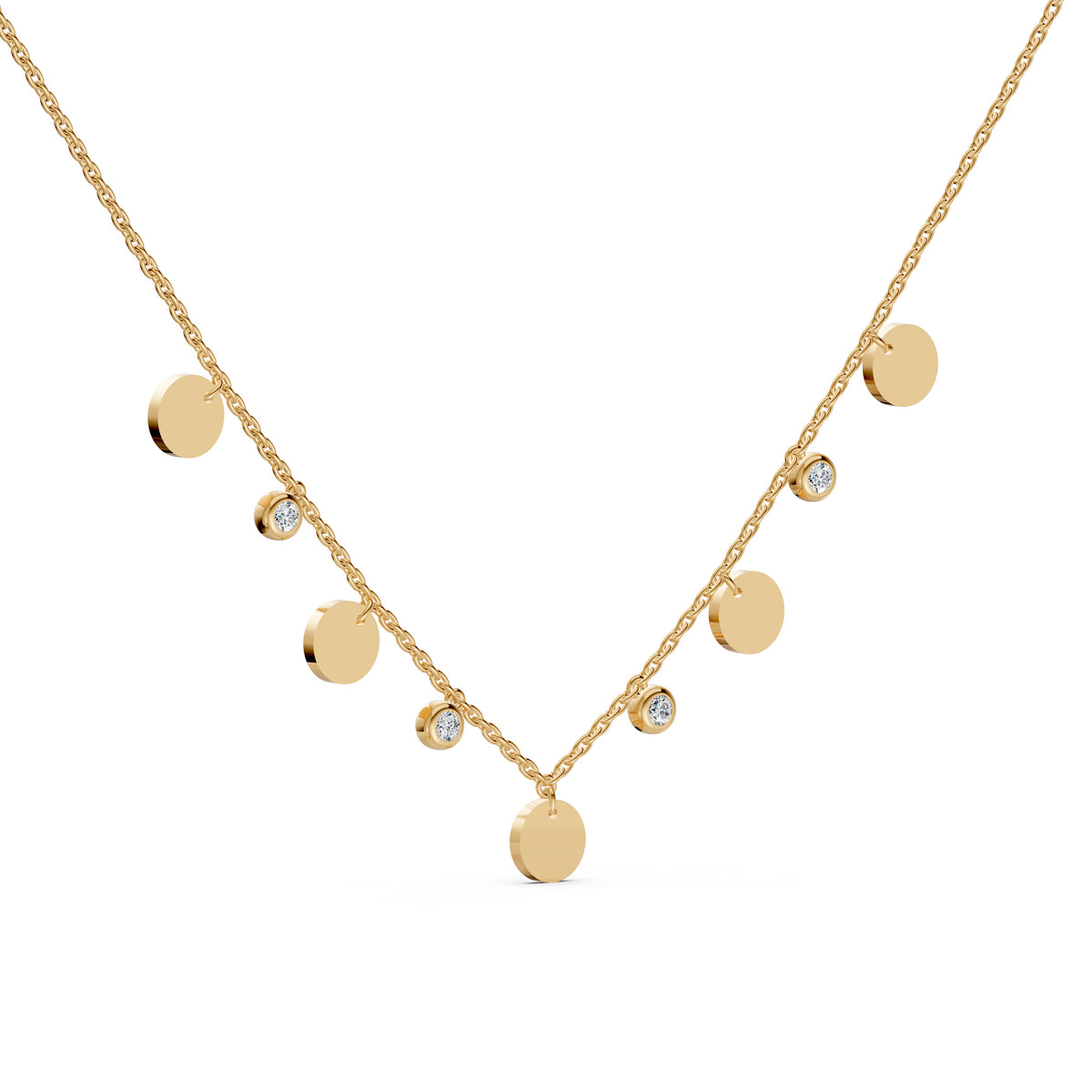 Disc Charm Layering Diamond Necklace