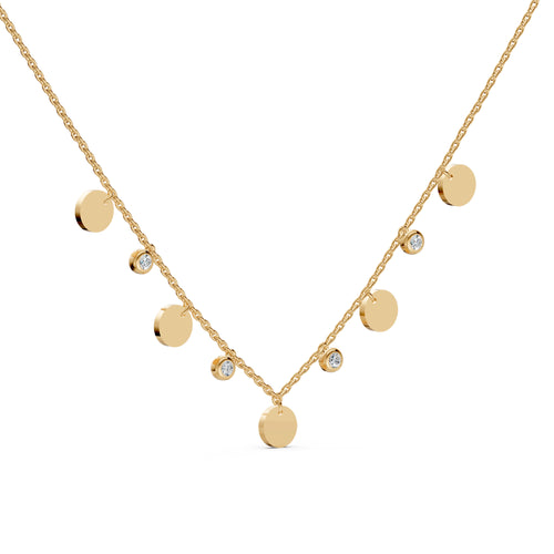 Disc Charm Layering Diamond Necklace