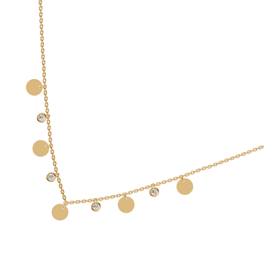 Disc Charm Layering Diamond Necklace