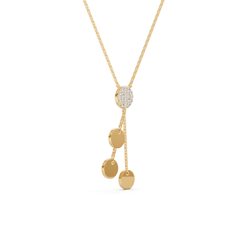 Triple Disc Drop Diamond Necklace