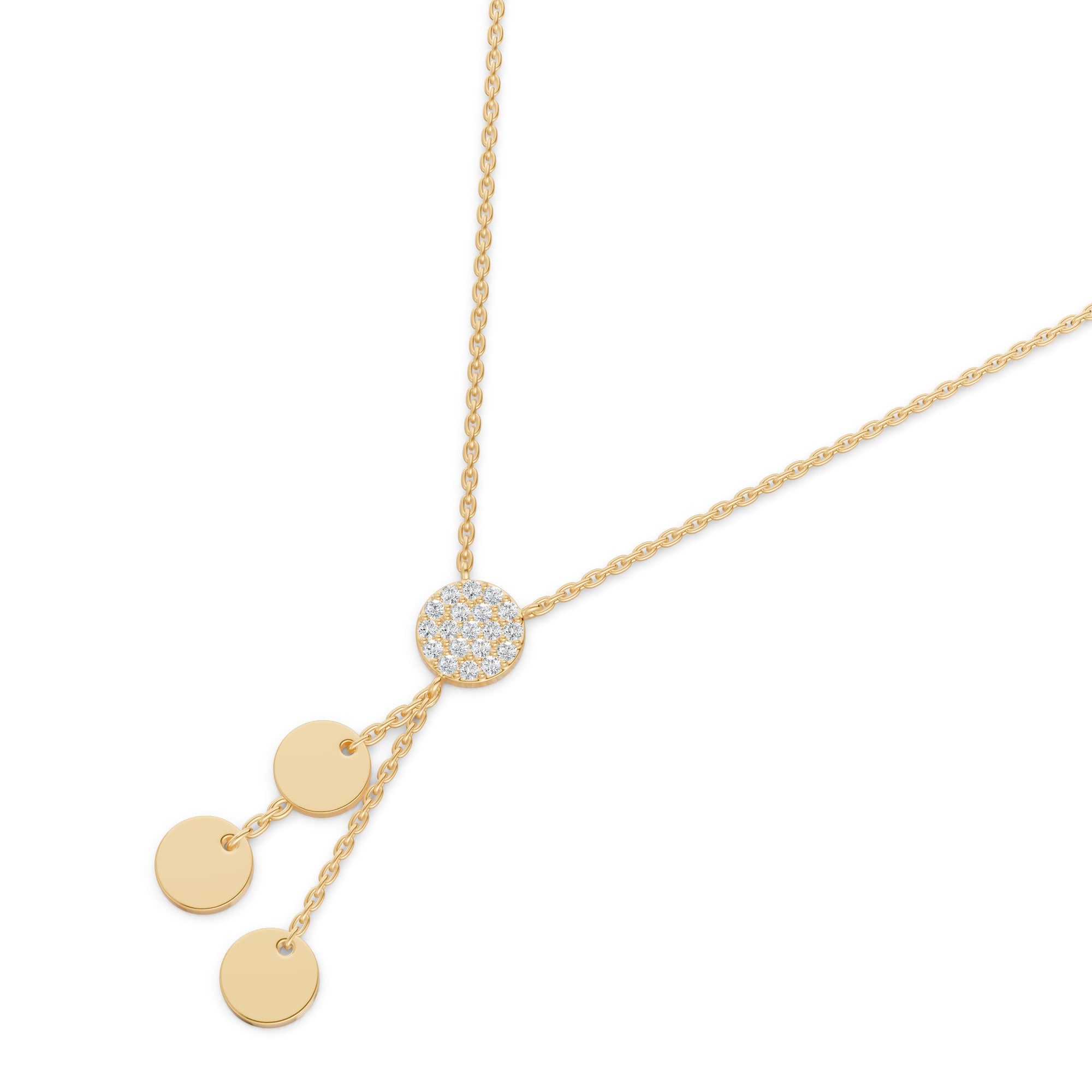 Triple Disc Drop Diamond Necklace