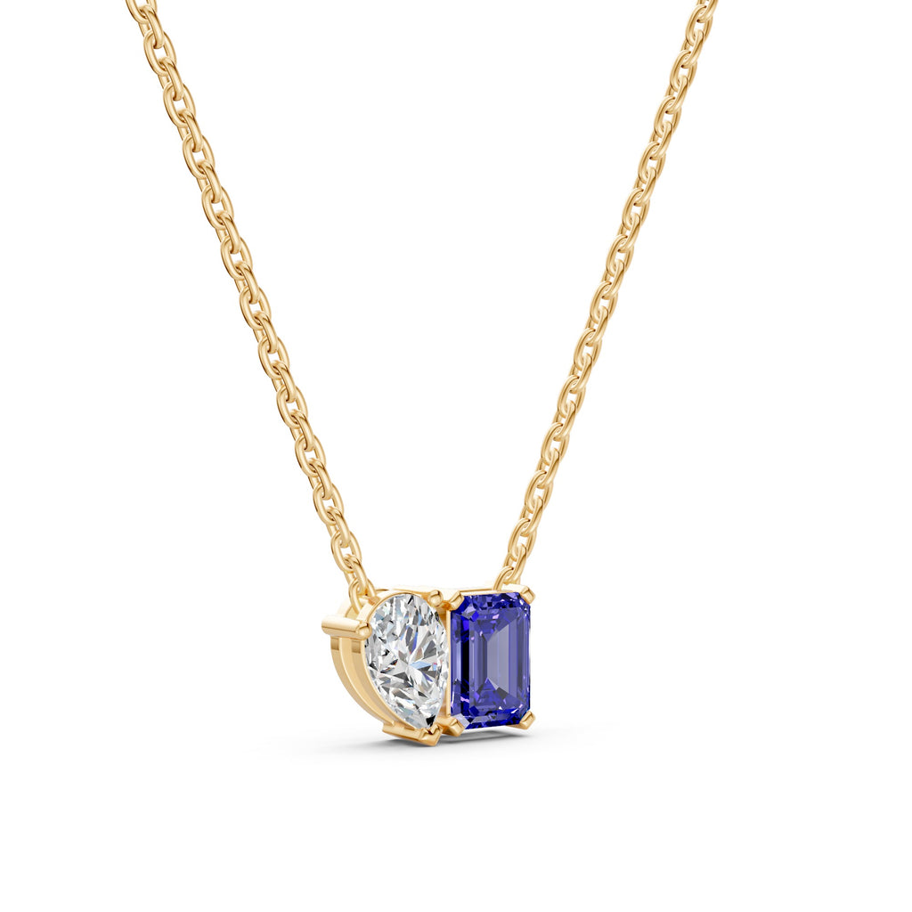 Indigo Edge Toi-Et-Moi Gemstone and Diamond Necklace
