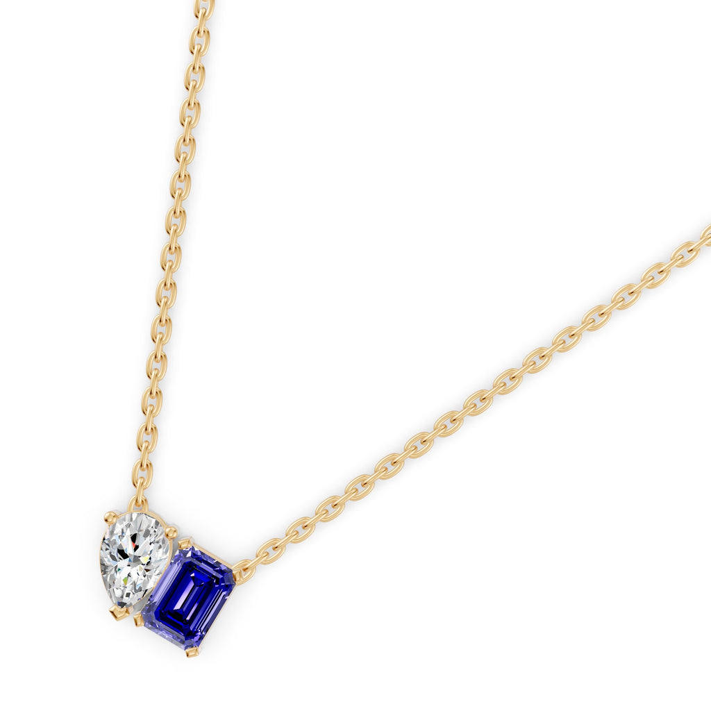 Indigo Edge Toi-Et-Moi Gemstone and Diamond Necklace