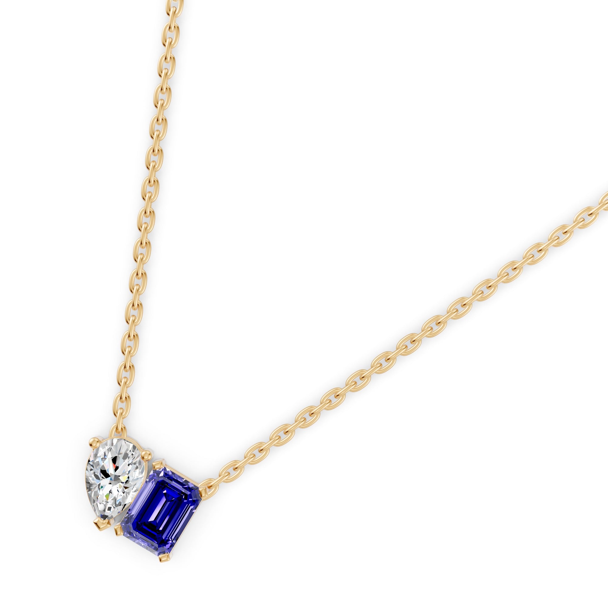 Indigo Edge Toi-Et-Moi Gemstone and Diamond Necklace