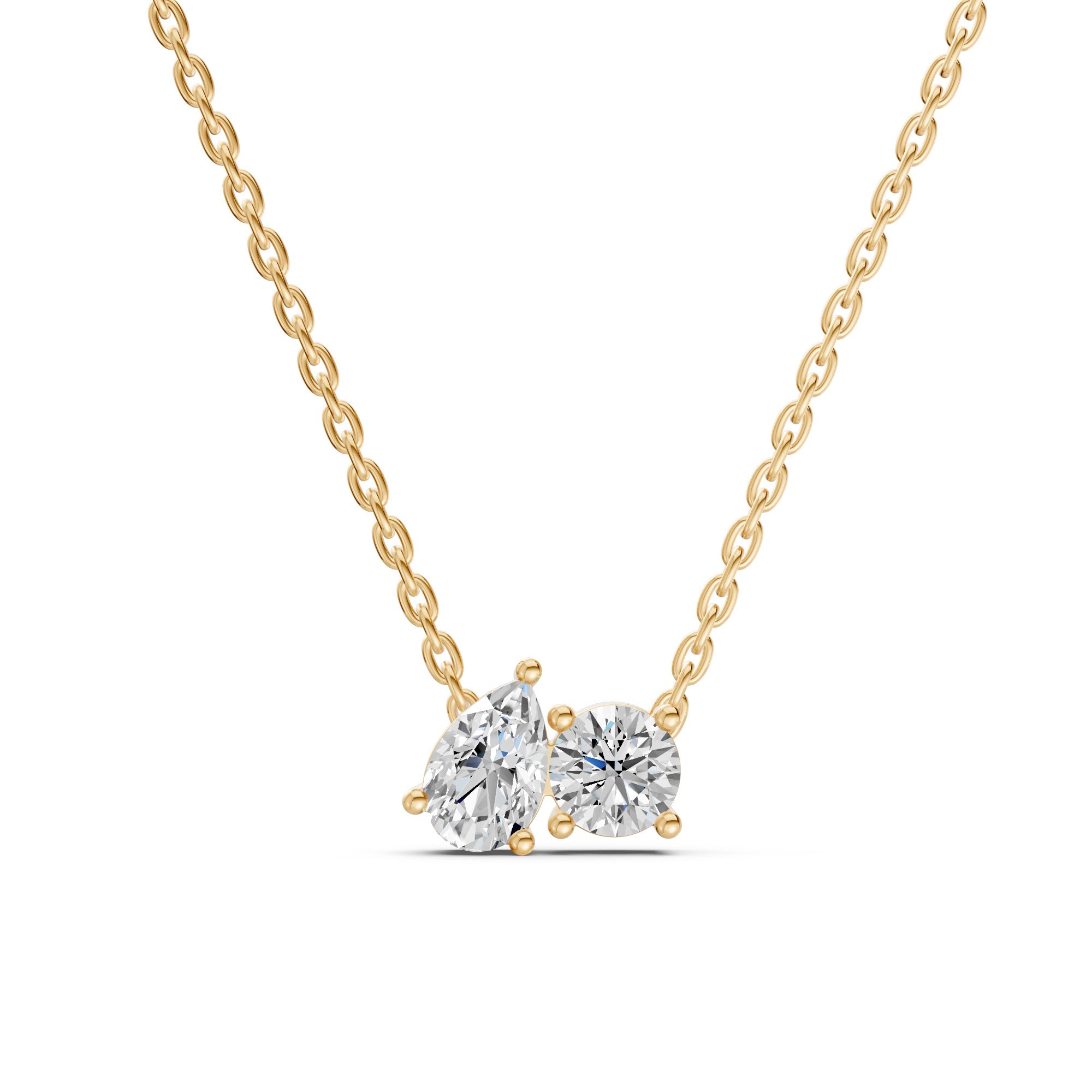 Round And Pear Toi-Et-Moi Diamond Necklace