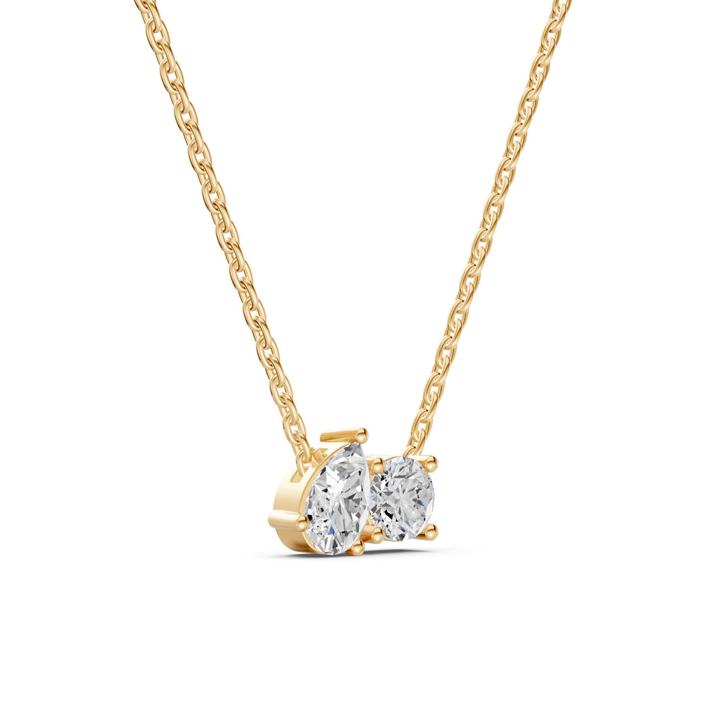 Round And Pear Toi-Et-Moi Diamond Necklace