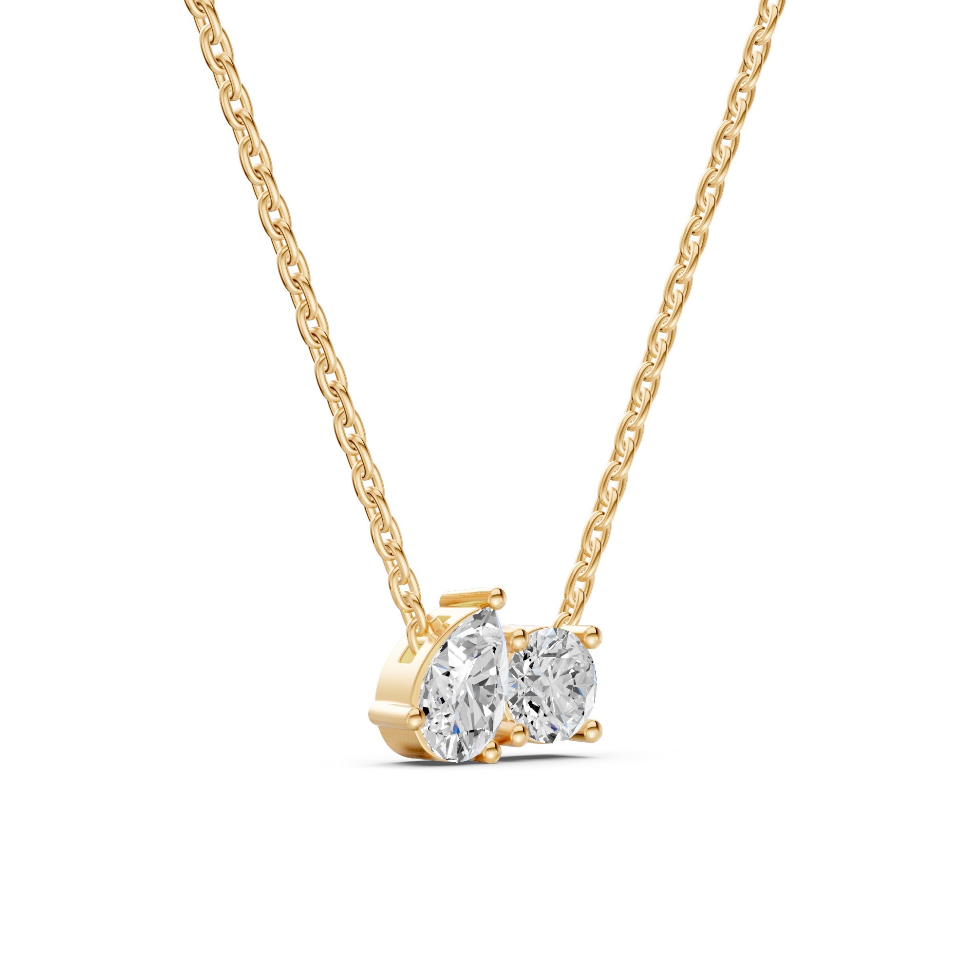 Round And Pear Toi-Et-Moi Diamond Necklace