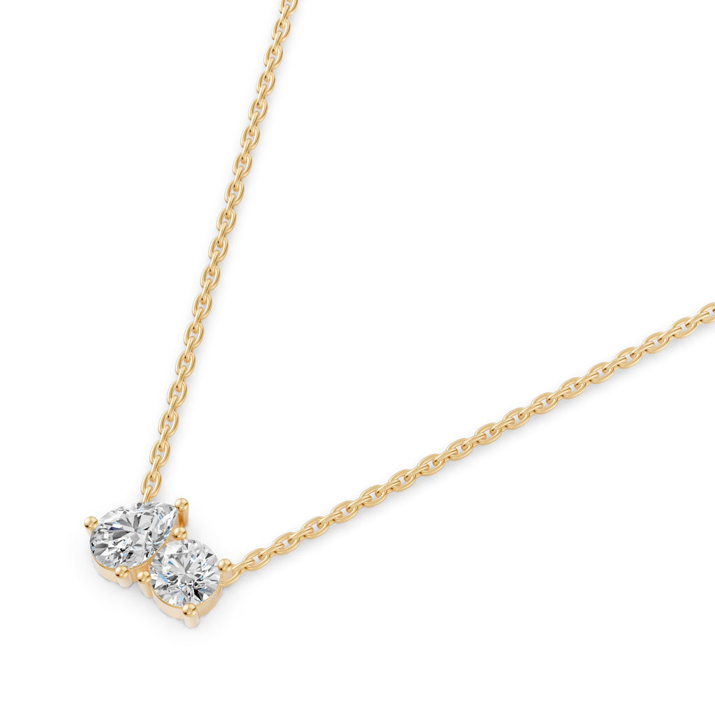 Round And Pear Toi-Et-Moi Diamond Necklace