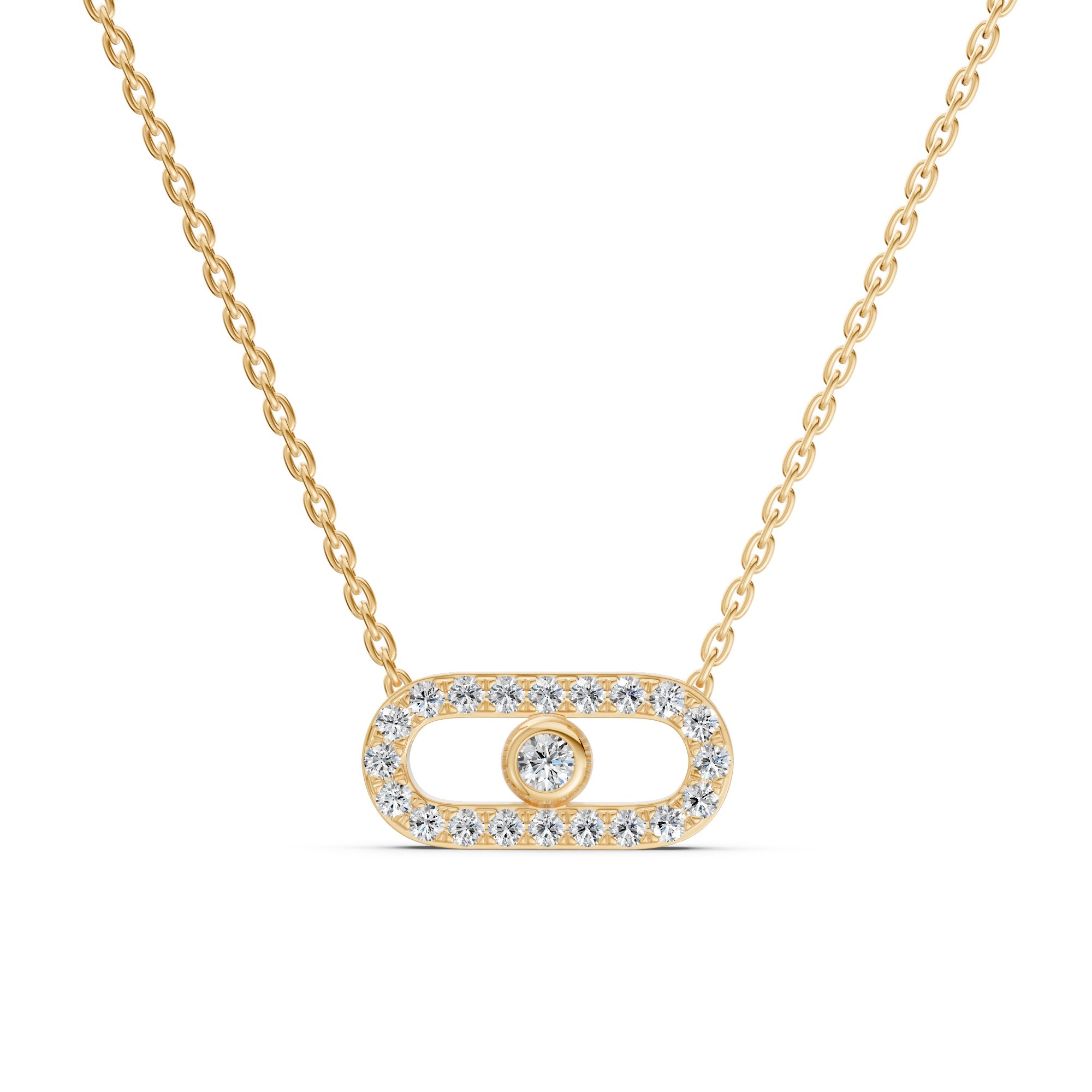 Floating Diamond Paperclip Necklace