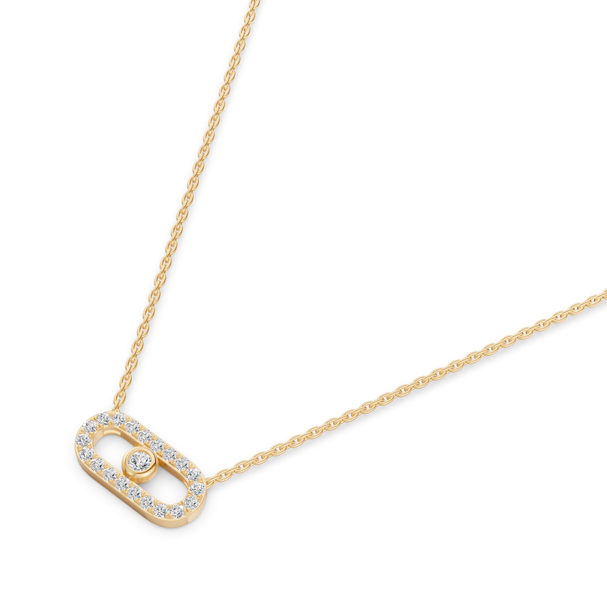 Floating Diamond Paperclip Necklace