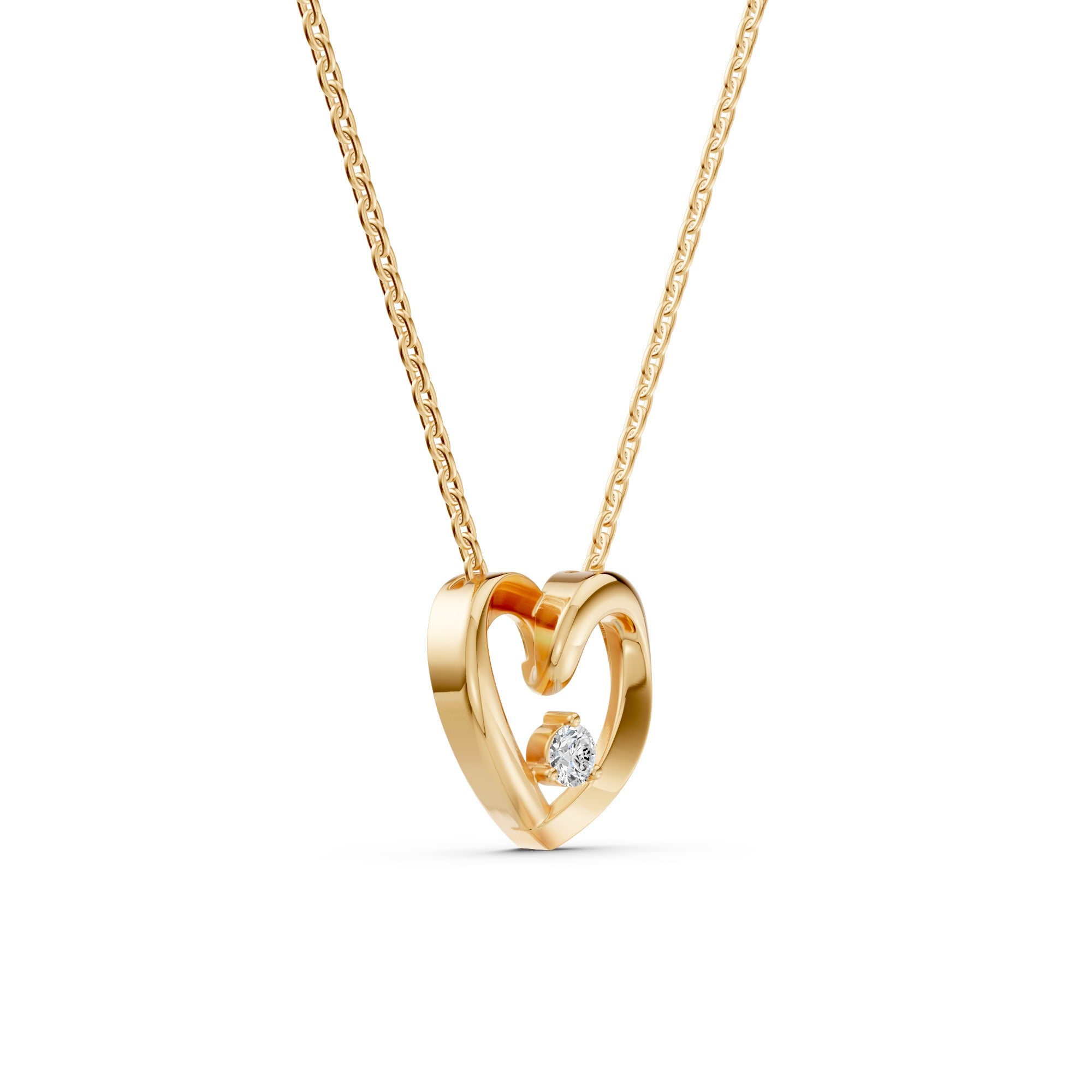 Floating Diamond Heart Necklace