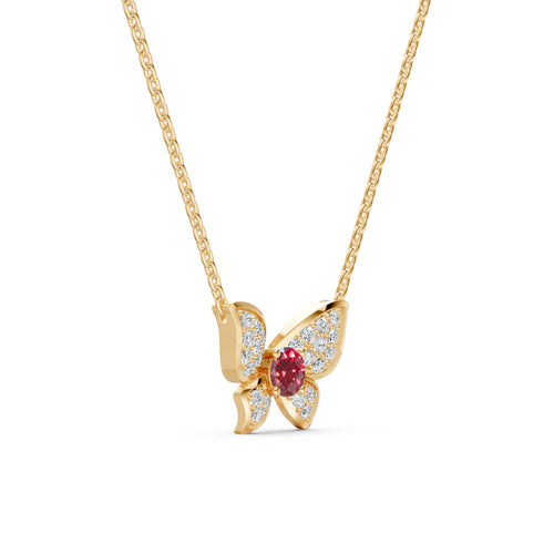 Butterfly Diamond and Gemstone Necklace