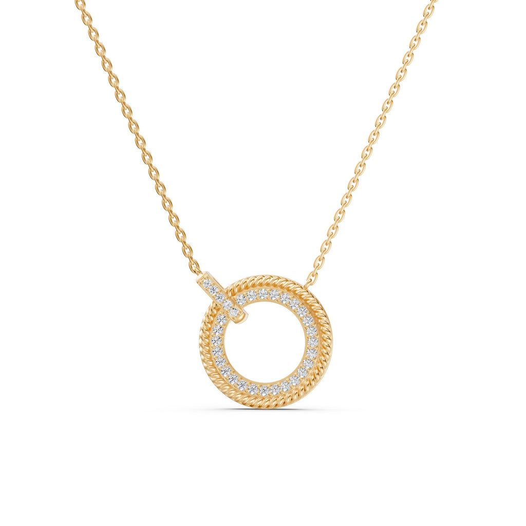 Twisted Rope Diamond Halo Necklace