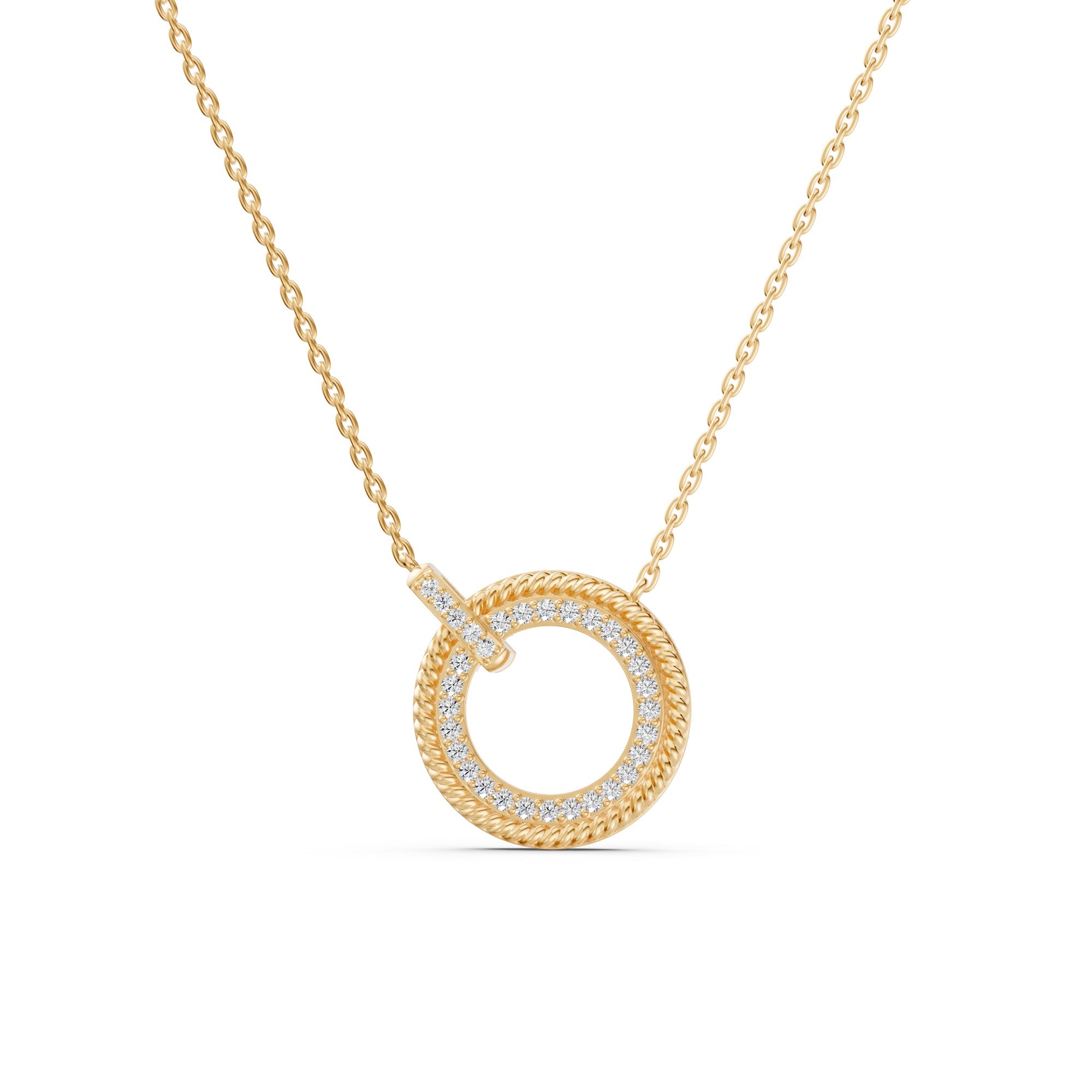 Twisted Rope Diamond Halo Necklace