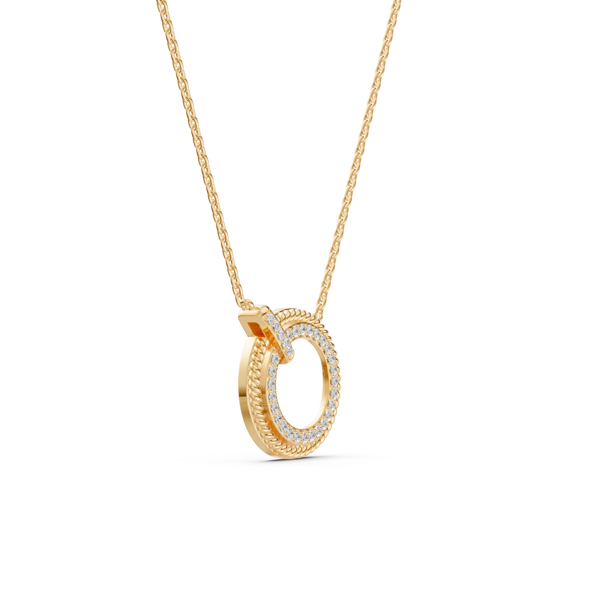 Twisted Rope Diamond Halo Necklace