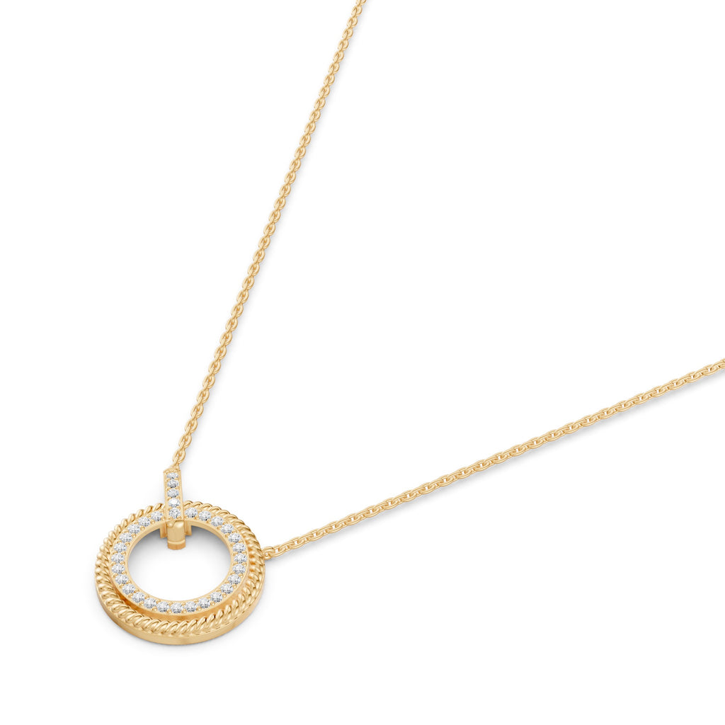 Twisted Rope Diamond Halo Necklace