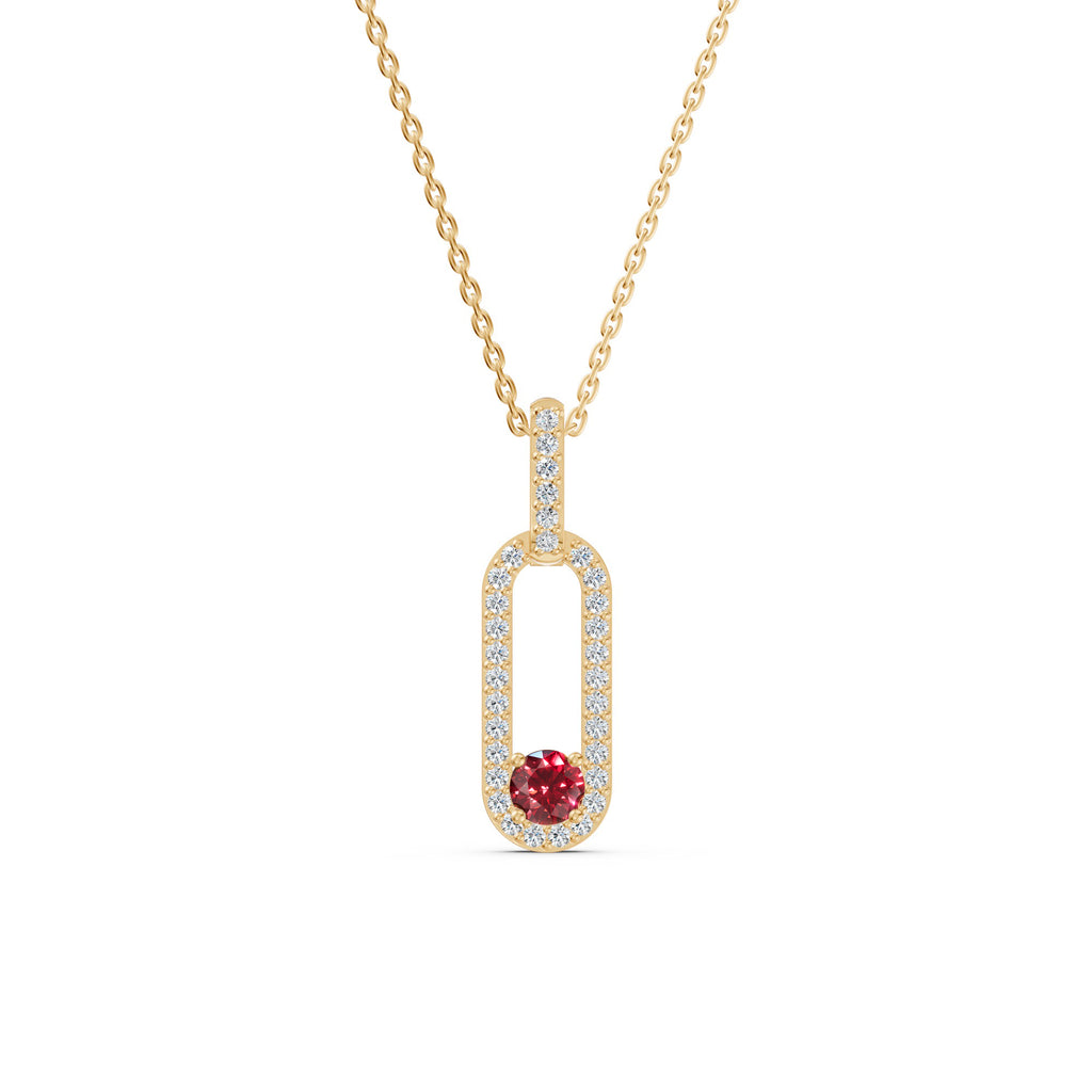 Paperclip Gemstone and Diamond Pendant