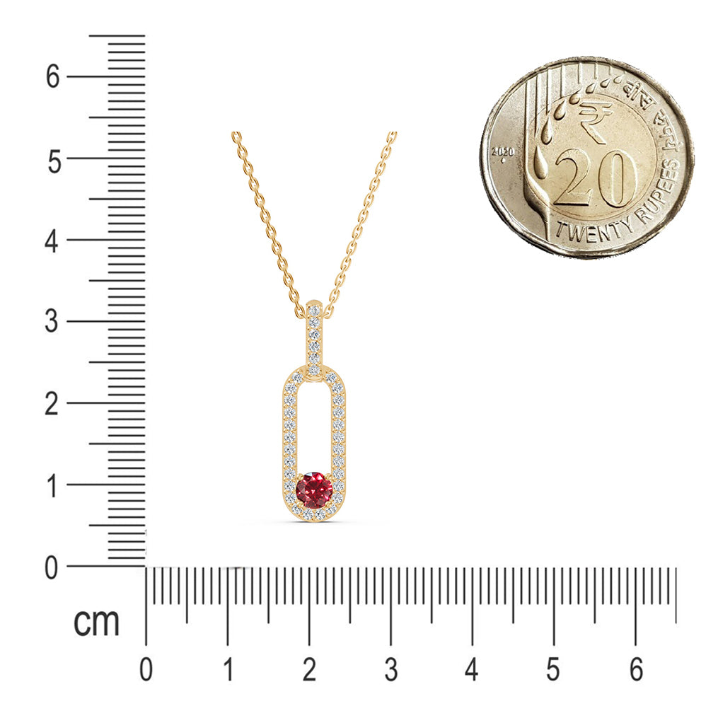 Paperclip Gemstone and Diamond Pendant