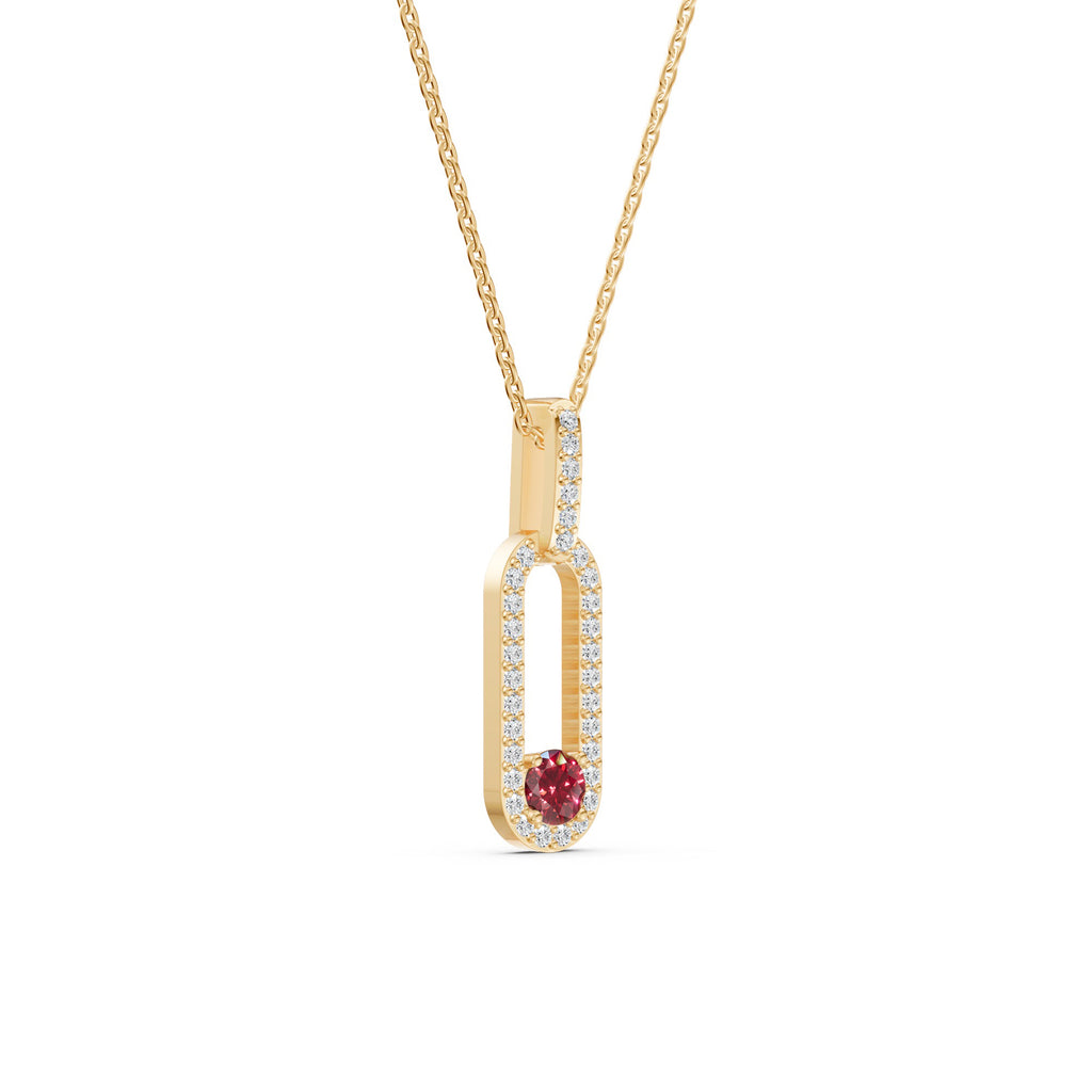 Paperclip Gemstone and Diamond Pendant