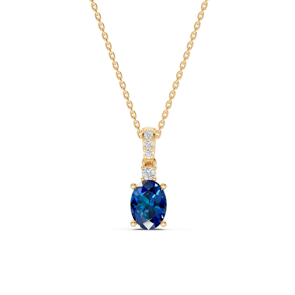 Blue Gemstone Diamond Pendant
