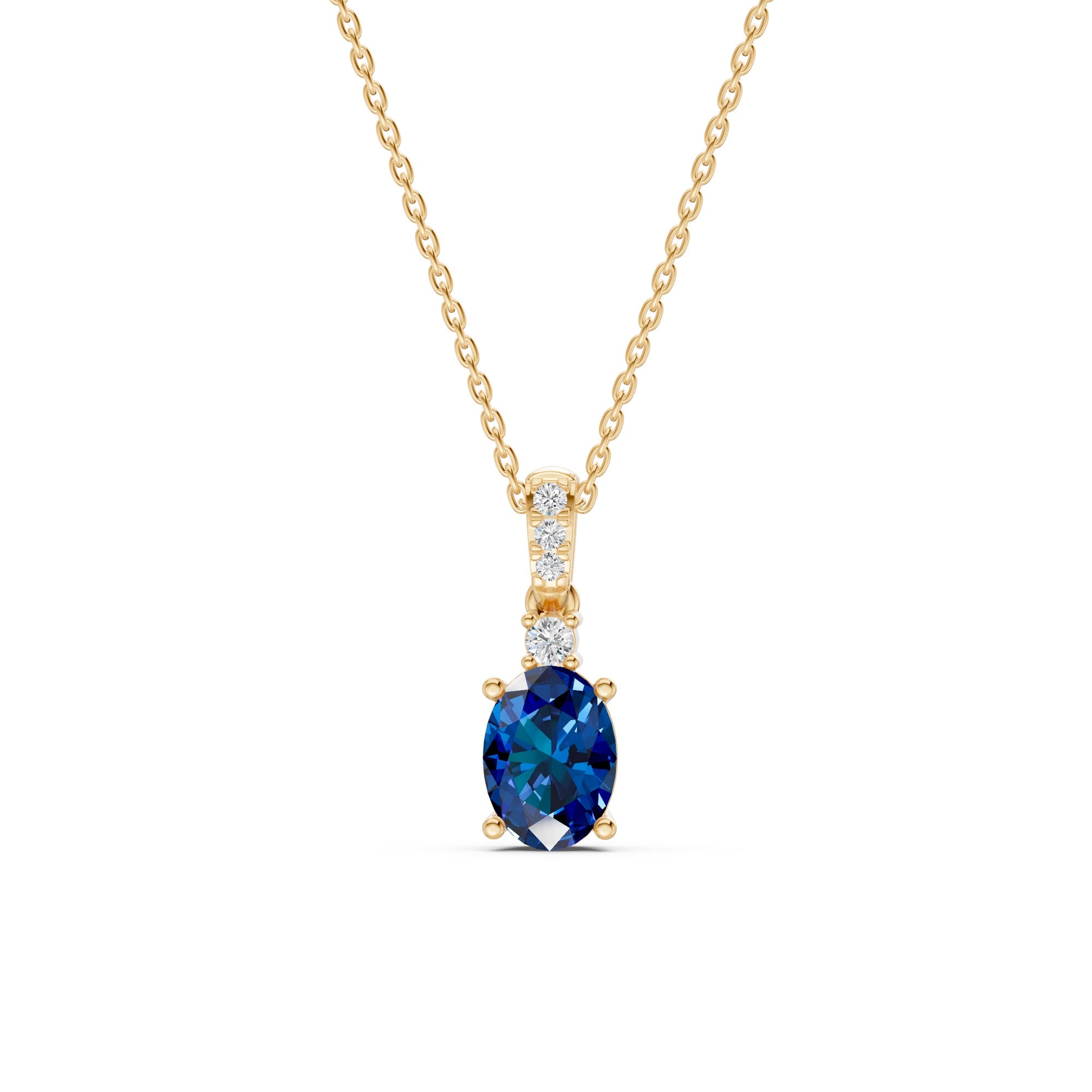 Blue Gemstone Diamond Pendant