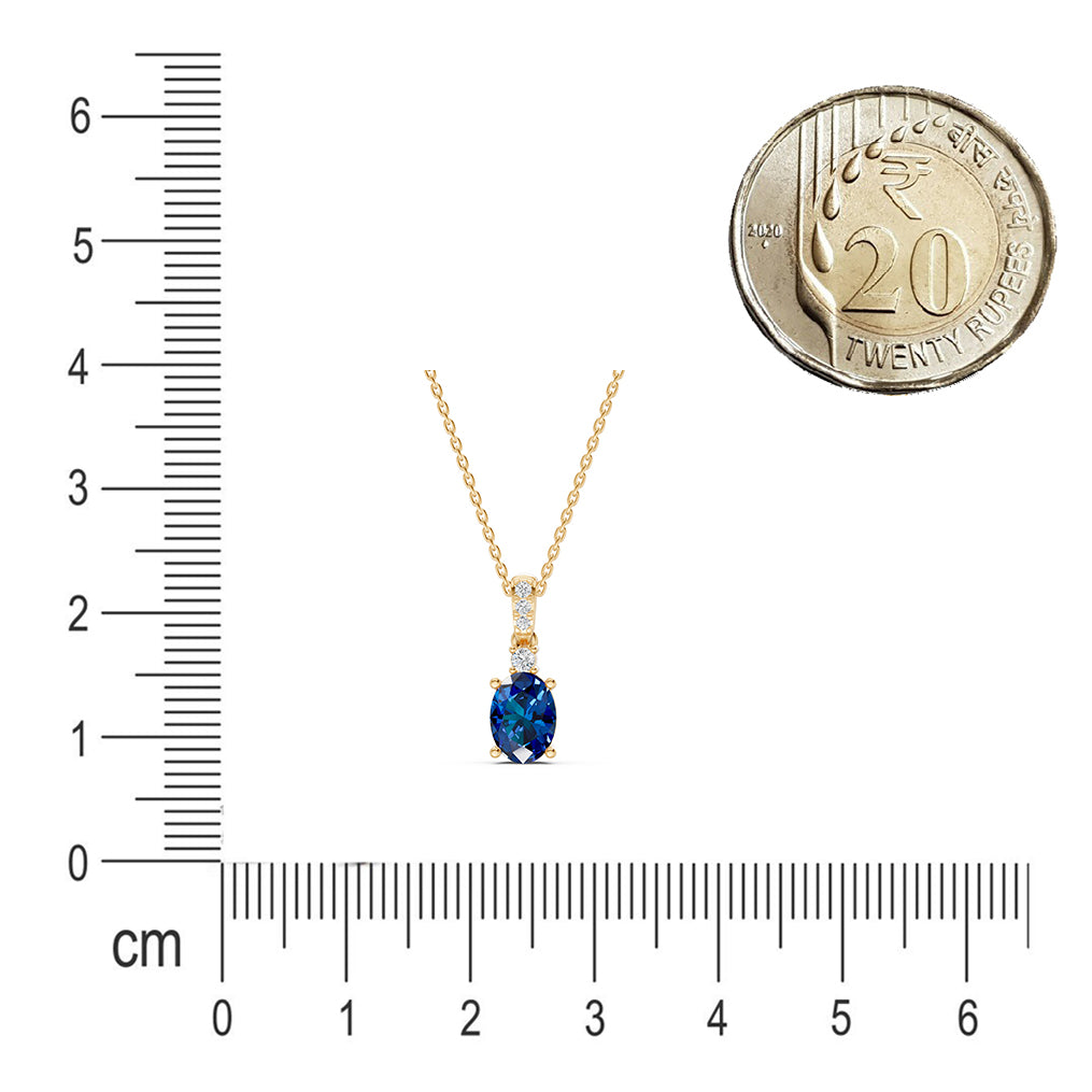 Blue Gemstone Diamond Pendant