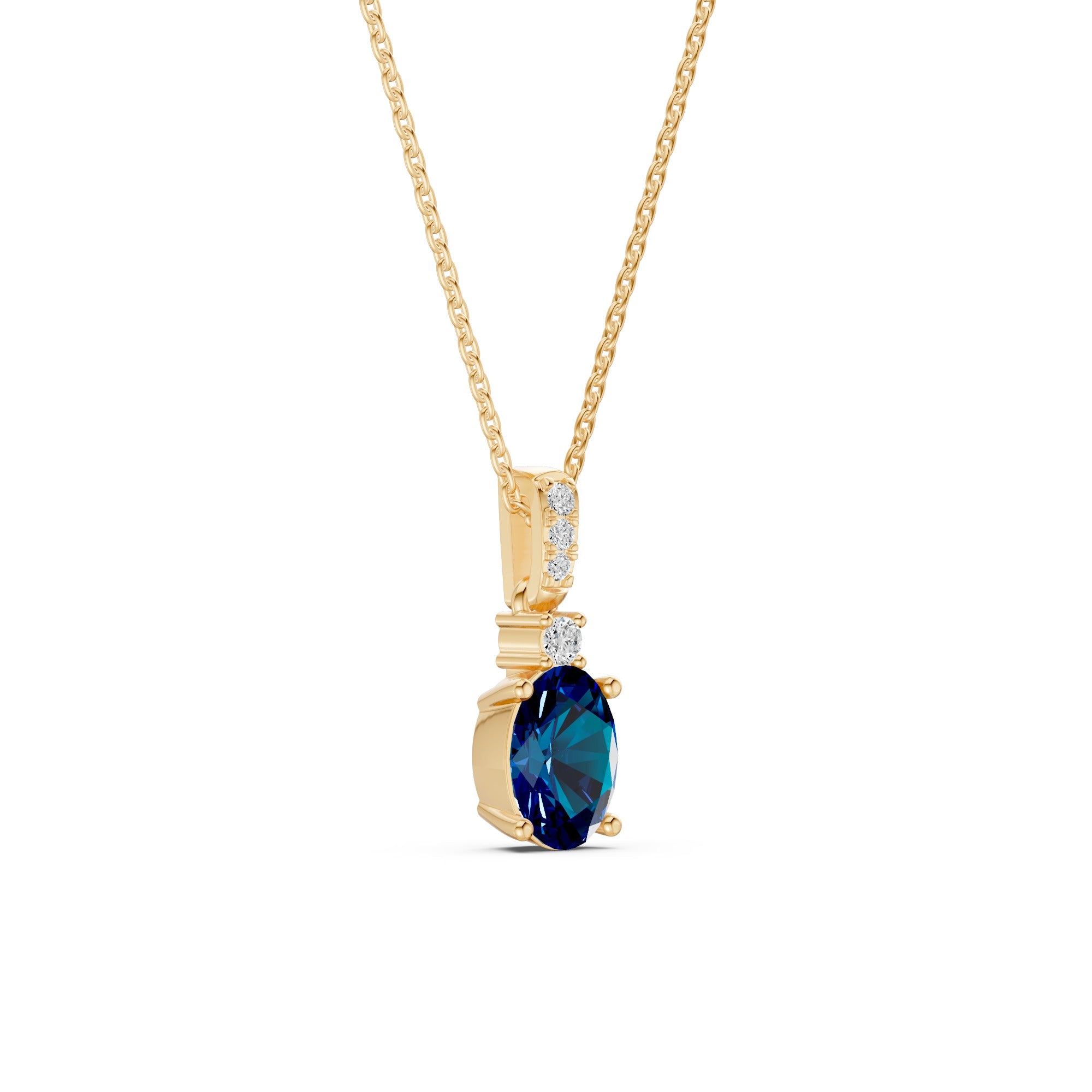 Blue Gemstone Diamond Pendant