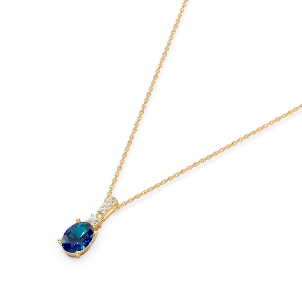 Blue Gemstone Diamond Pendant