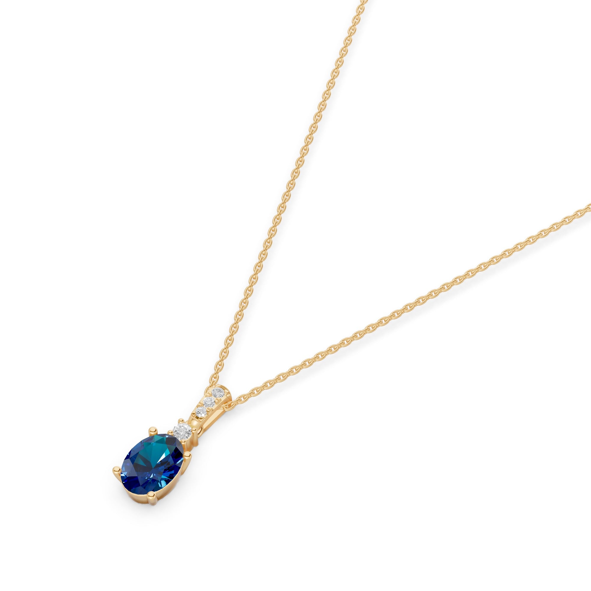 Blue Gemstone Diamond Pendant