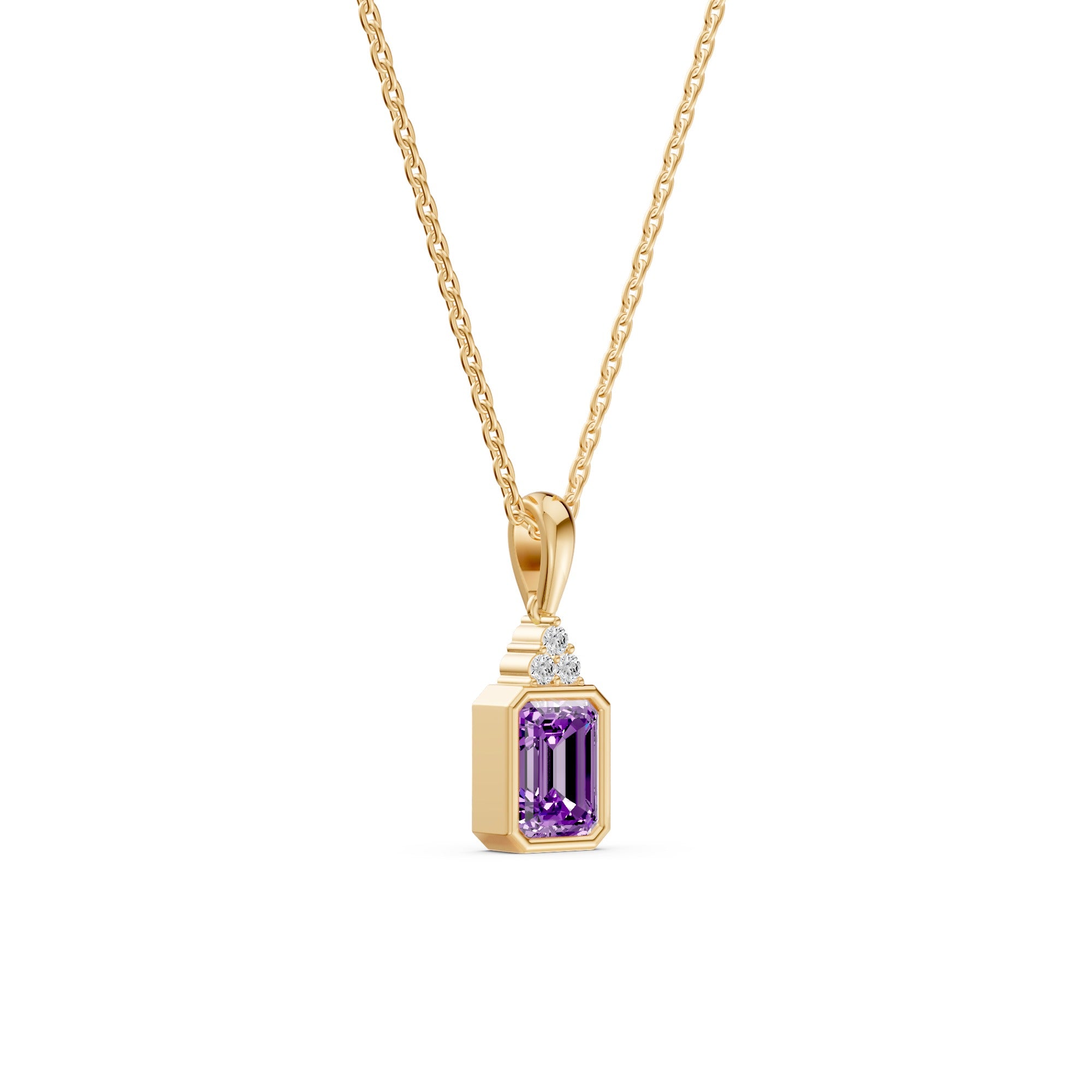 Purple Gemstone Diamond Pendant