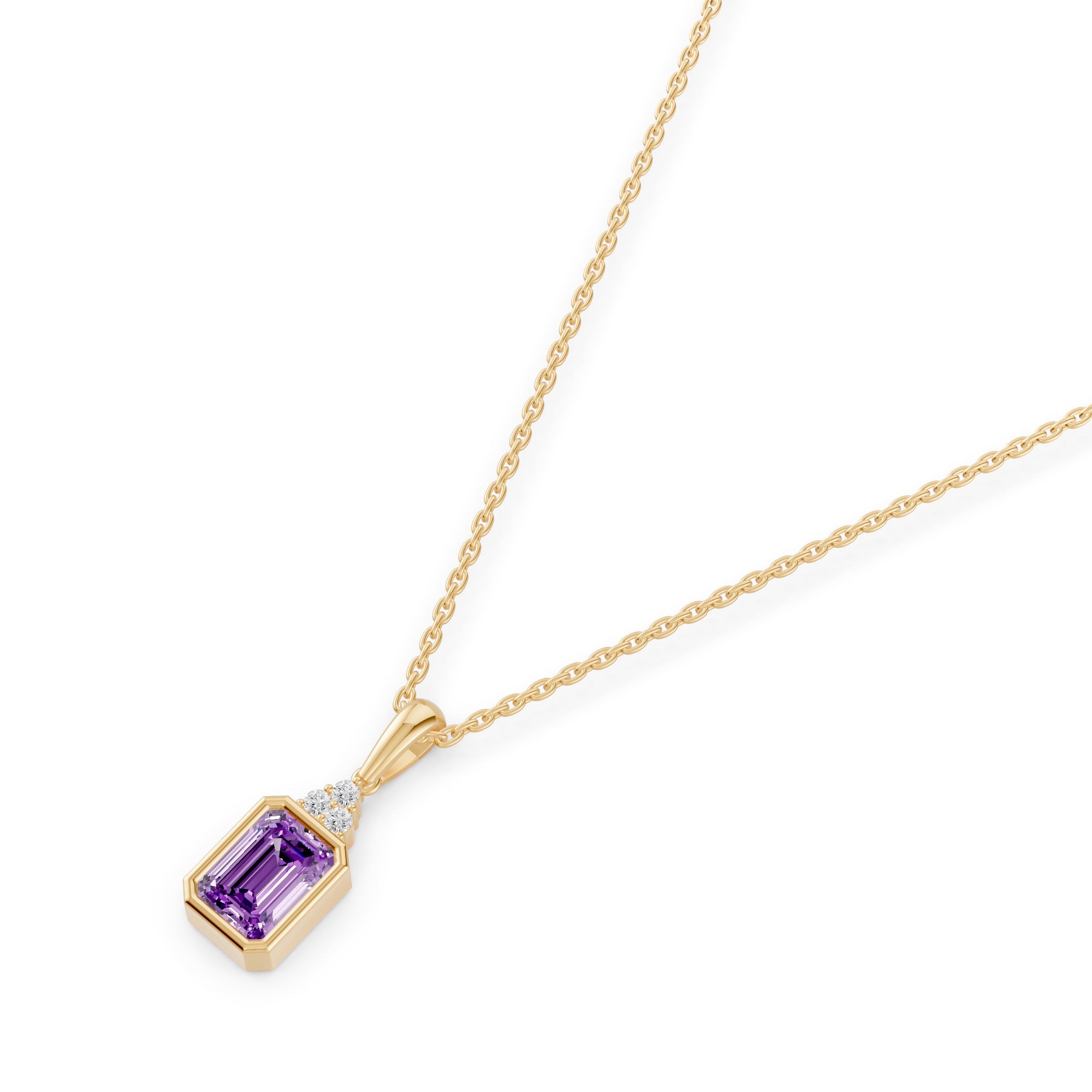 Purple Gemstone Diamond Pendant