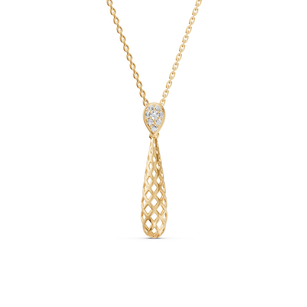 Spiral Pear Diamond Necklace