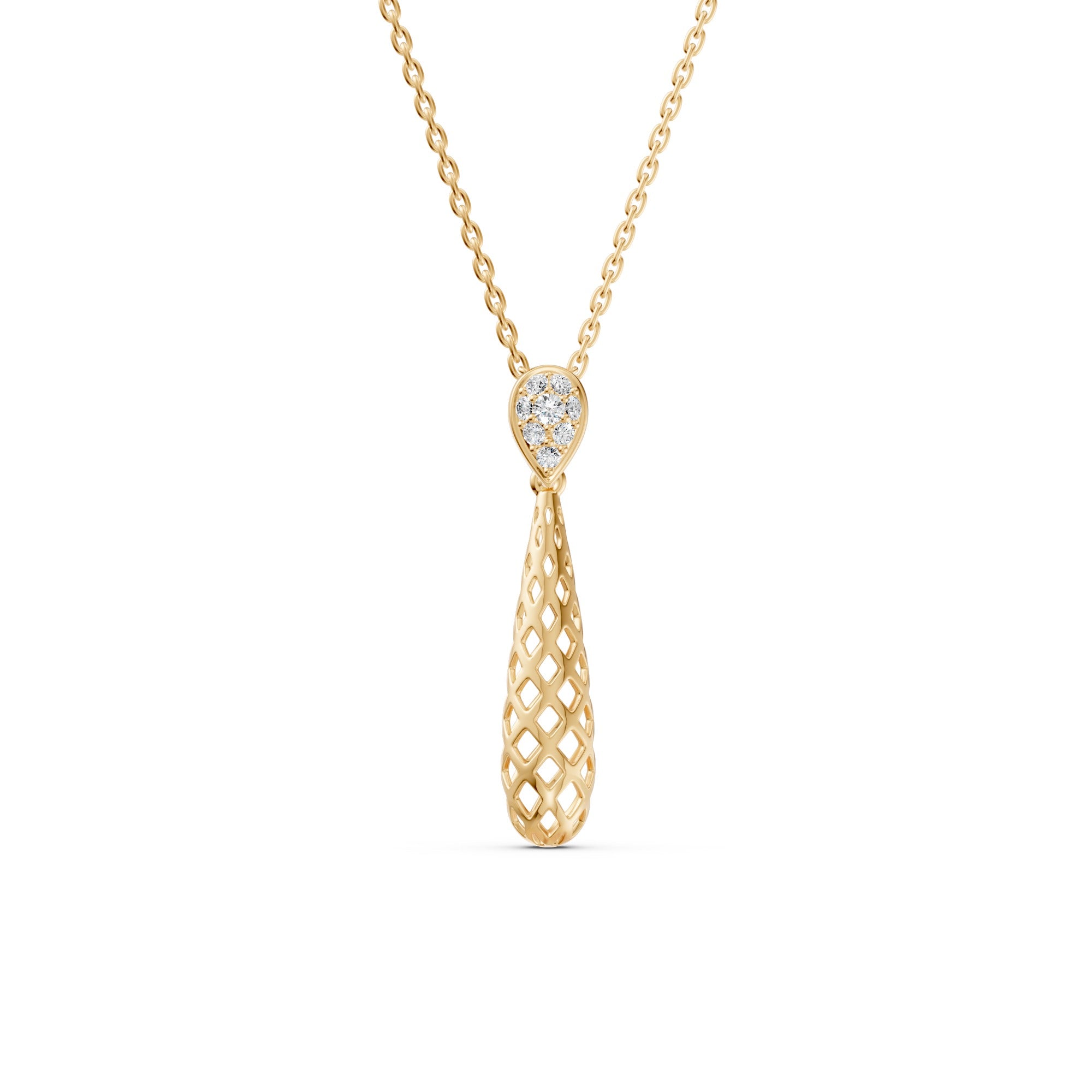 Spiral Pear Diamond Necklace