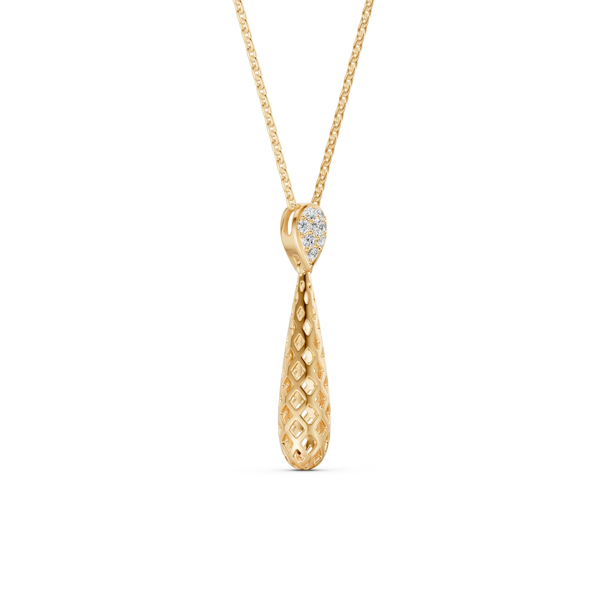 Spiral Pear Diamond Necklace