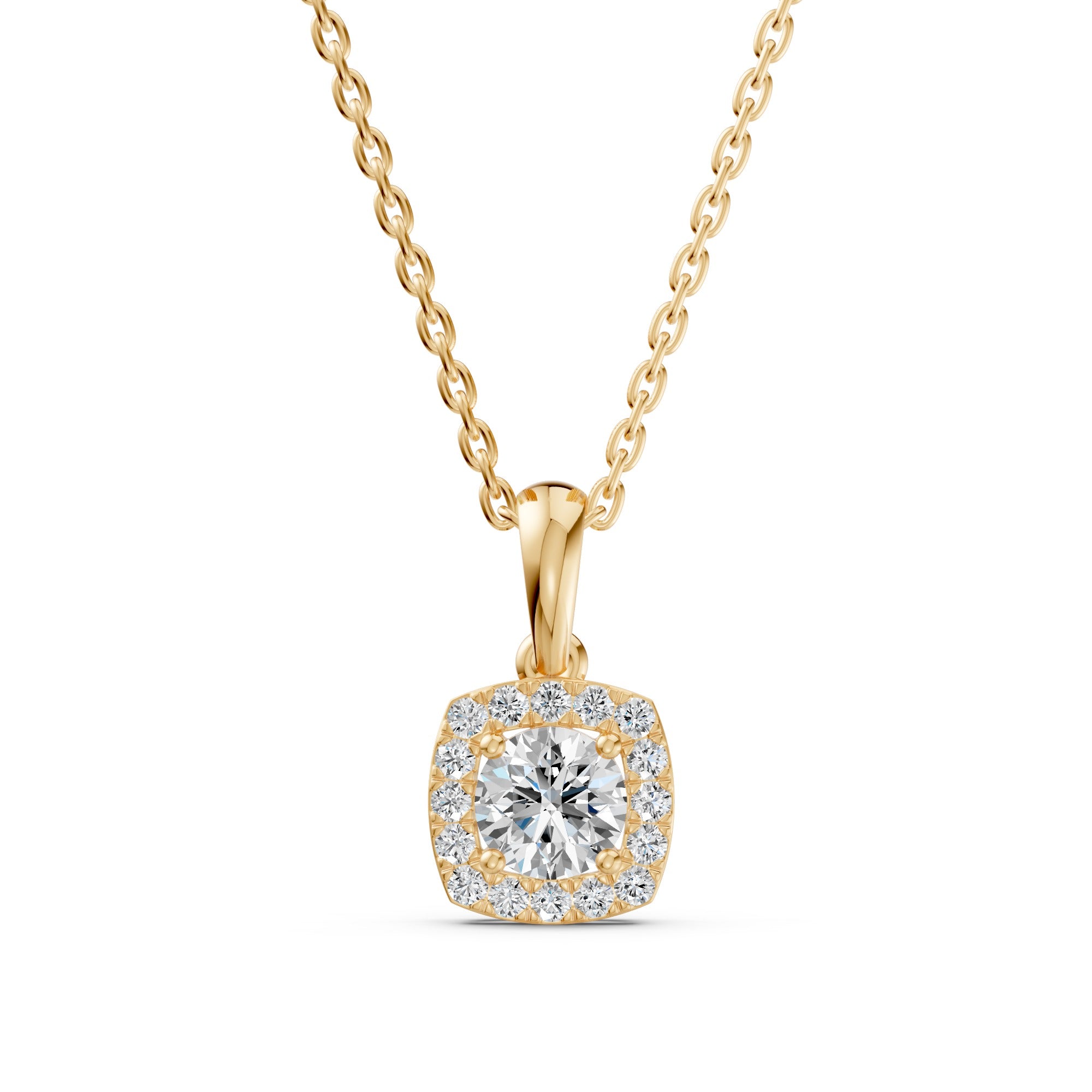 Luminous Halo Solitaire Diamond Pendant