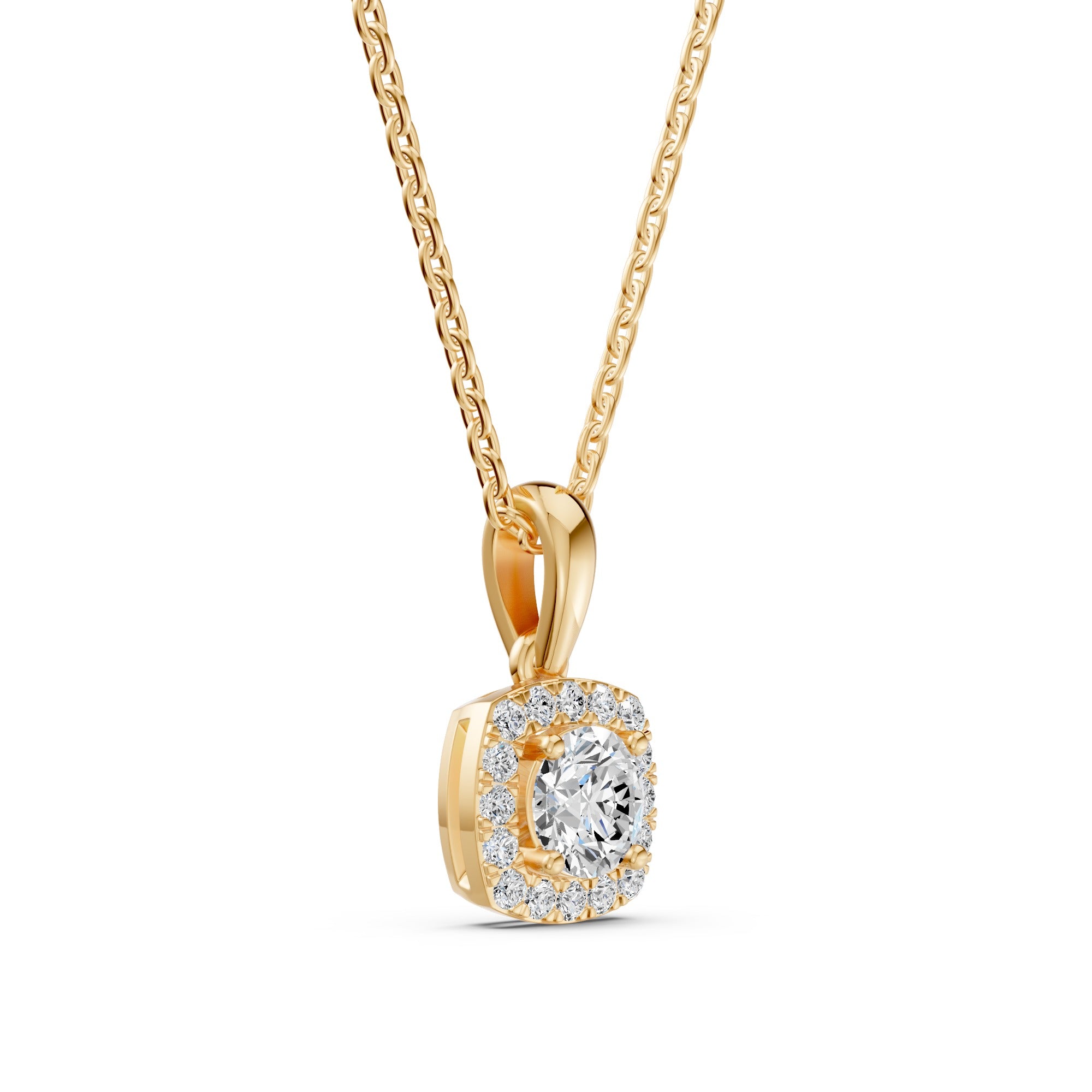 Luminous Halo Solitaire Diamond Pendant