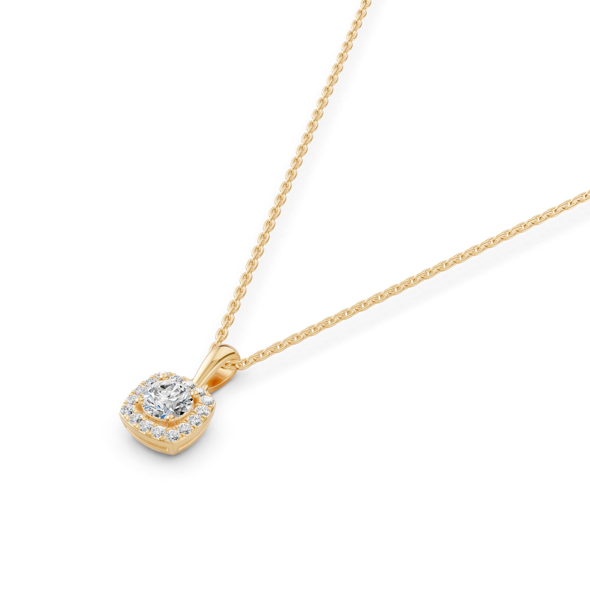 Luminous Halo Solitaire Diamond Pendant