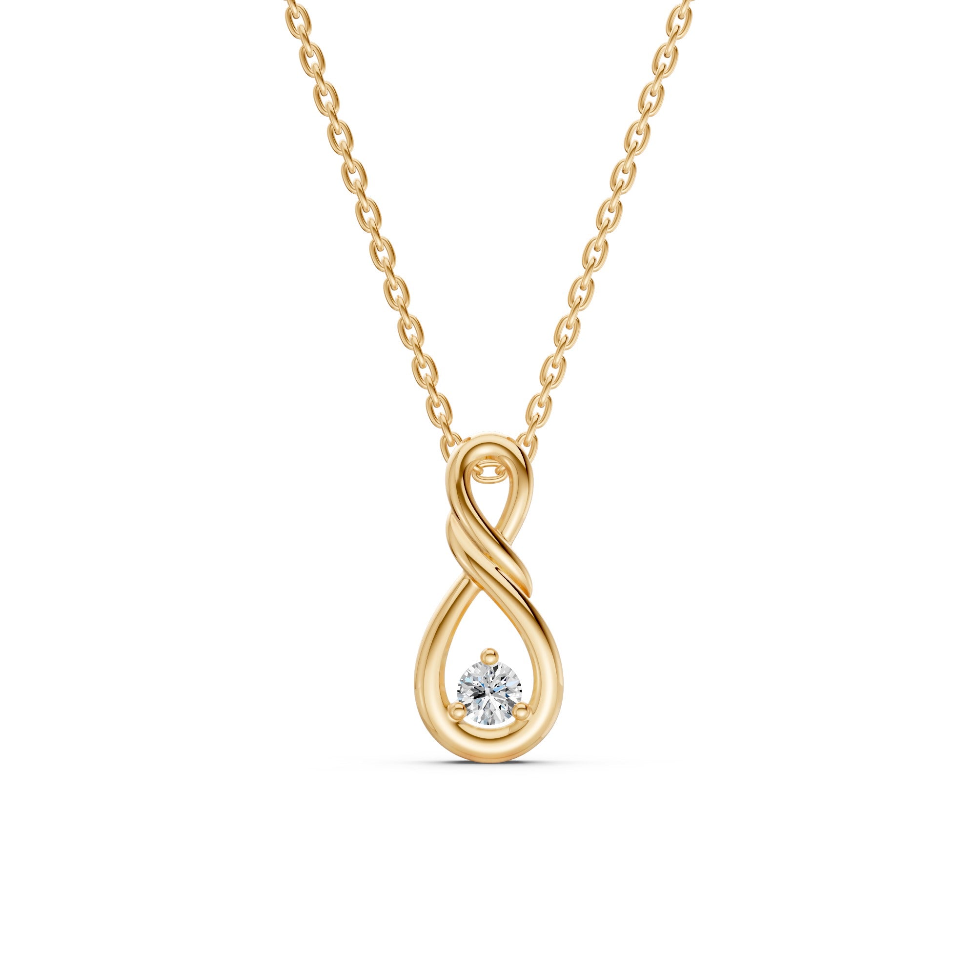 Infinity Twist Diamond Solitaire Pendant