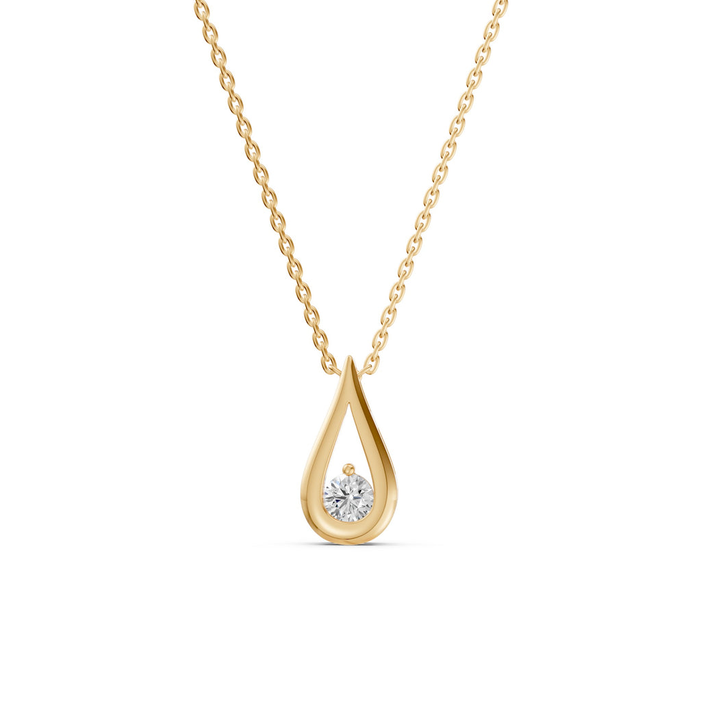 Golden Pear Diamond Solitaire Necklace