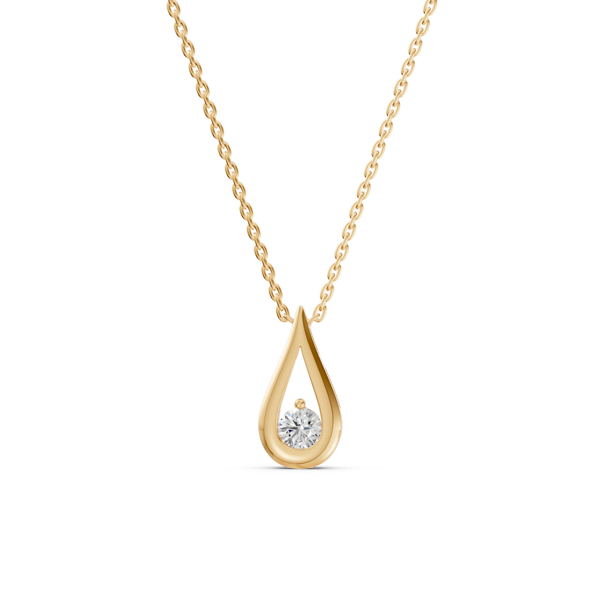 Golden Pear Diamond Solitaire Necklace