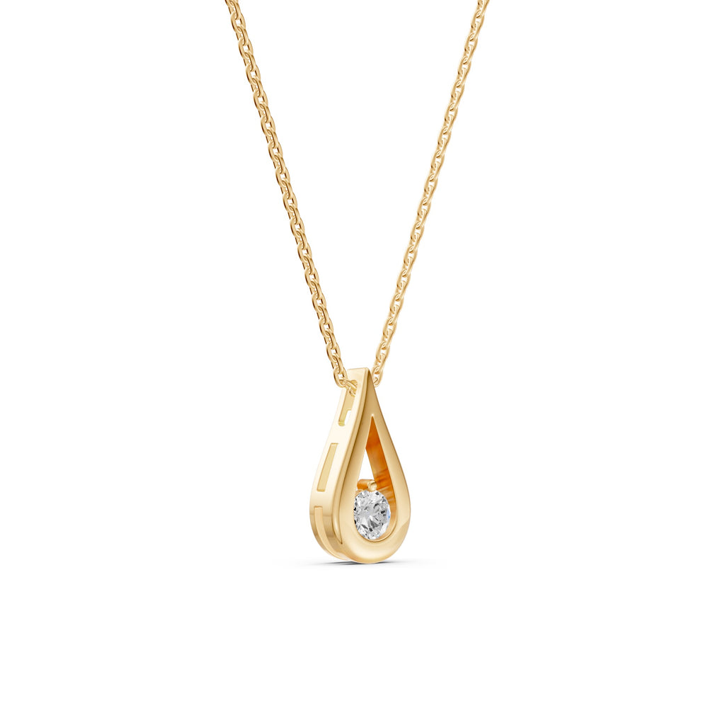 Golden Pear Diamond Solitaire Necklace