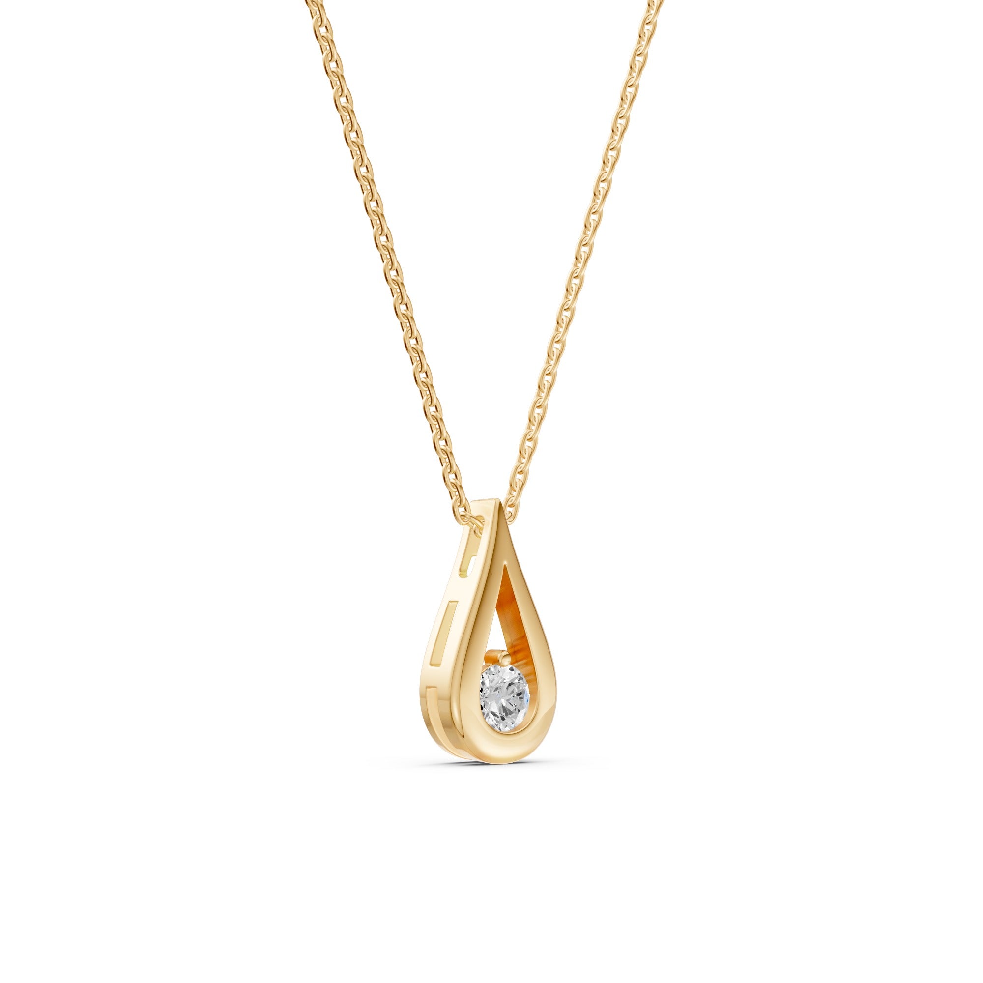 Golden Pear Diamond Solitaire Necklace