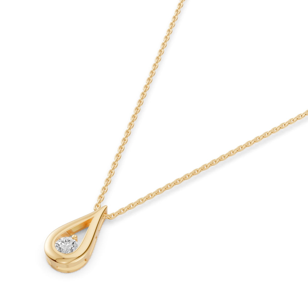 Golden Pear Diamond Solitaire Necklace